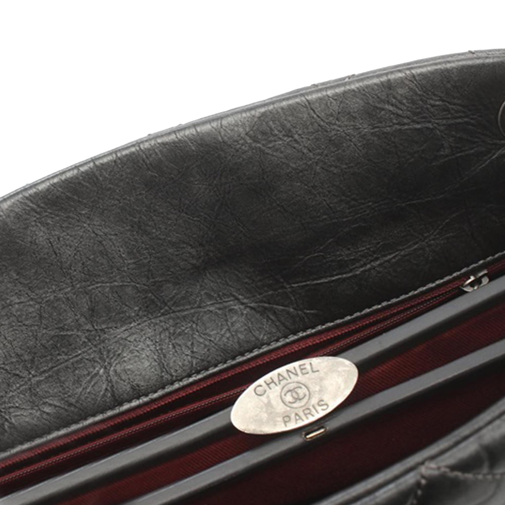 Chanel Large Aged Calfskin Just Mademoiselle Bowling Bag (SHG-qznmmK)