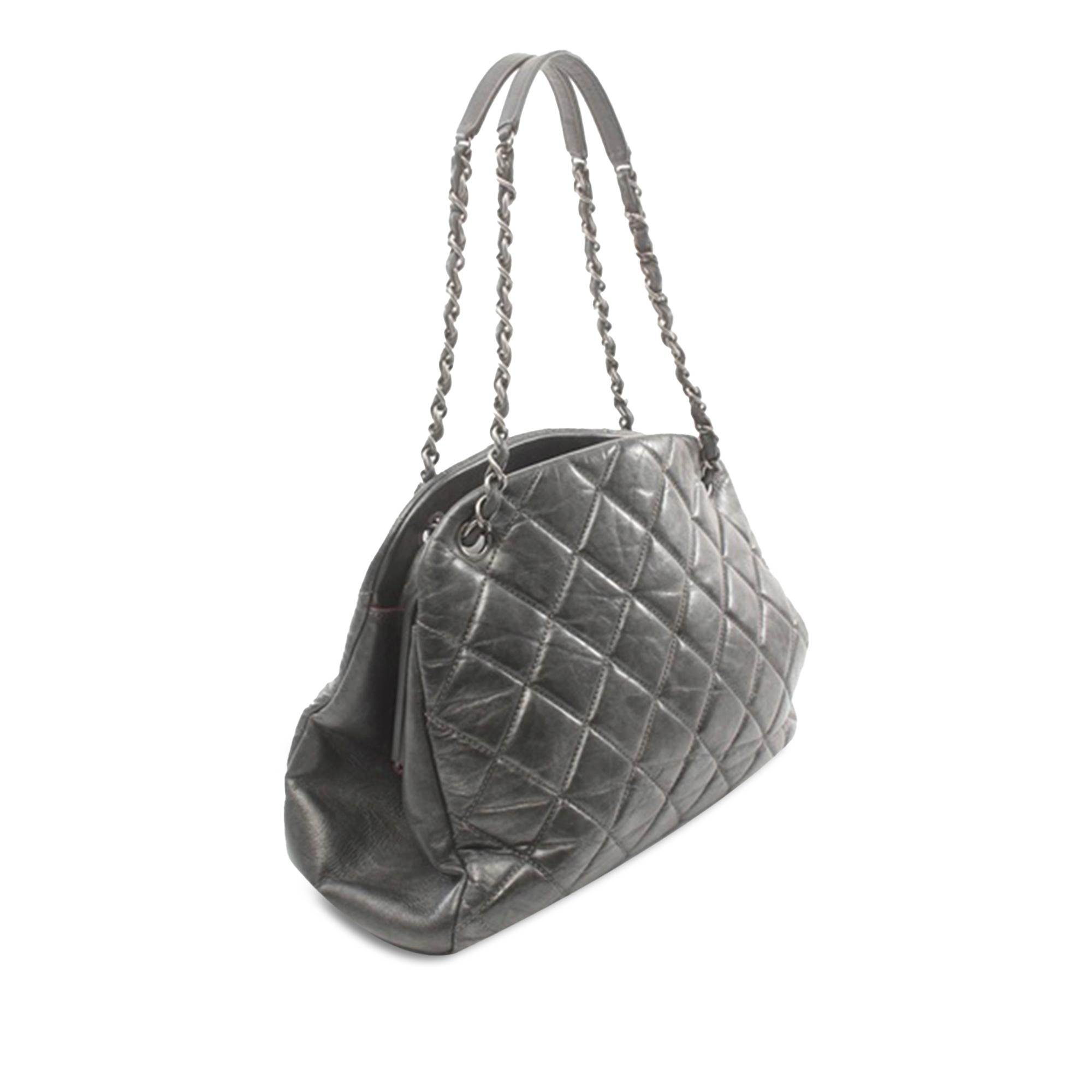 Chanel Large Aged Calfskin Just Mademoiselle Bowling Bag (SHG-qznmmK)