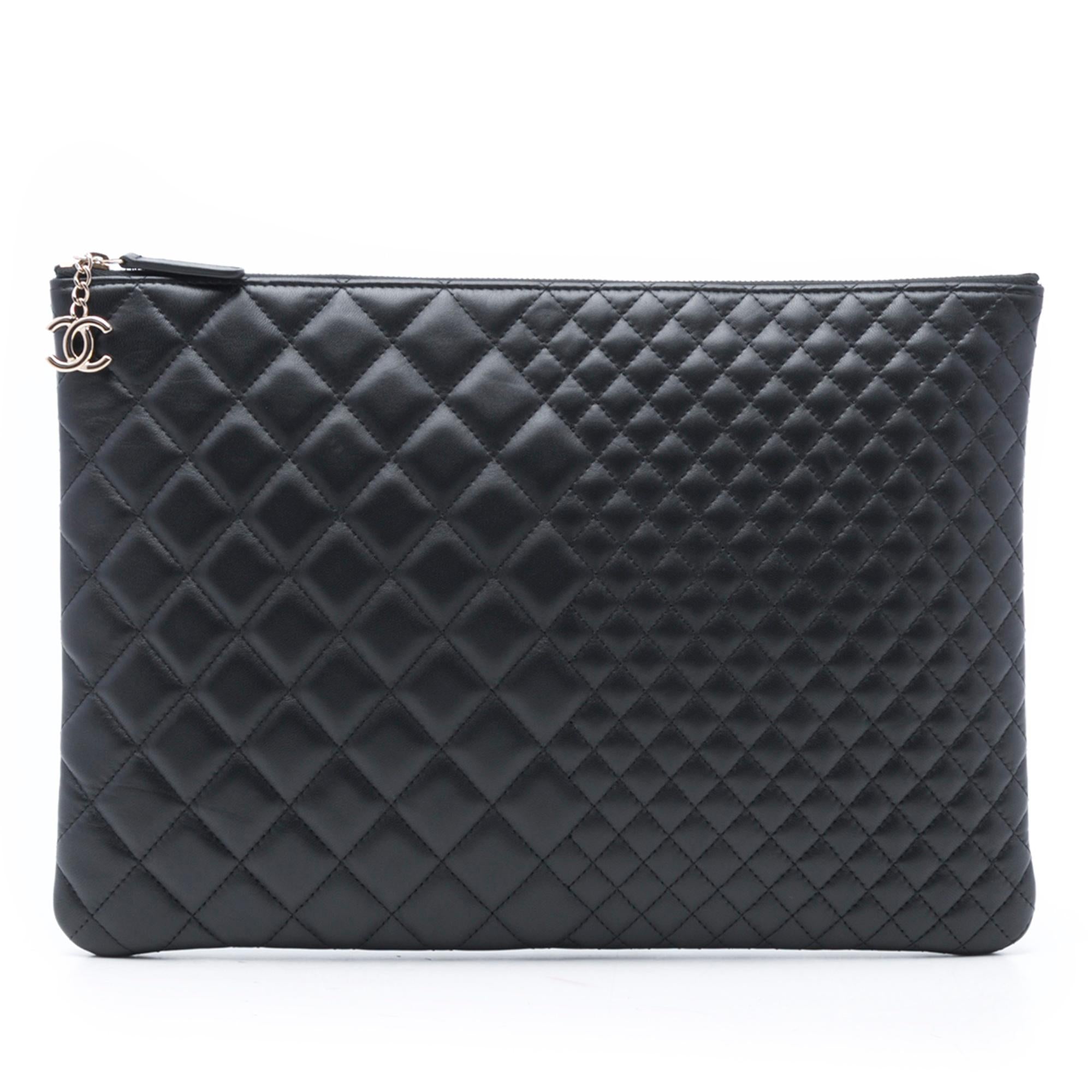 Chanel Large Bi Quilted Lambskin O Case Clutch