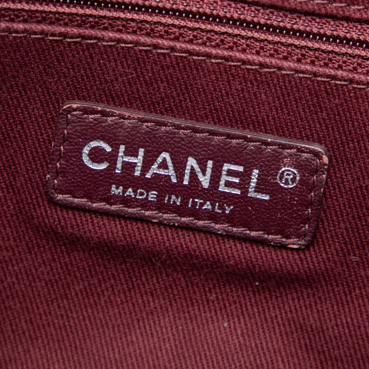 Chanel Large CC Diamond Embossed Calfskin Zip Shopping Tote