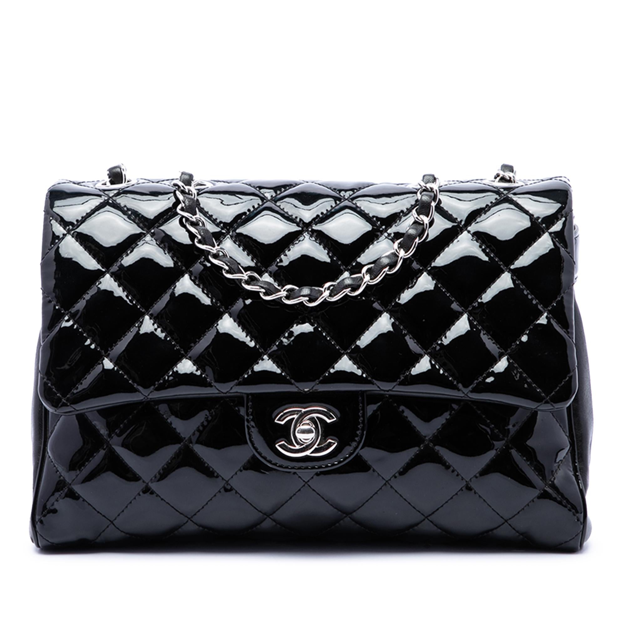 Chanel Large CC Quilted Patent Double Compartment Flap