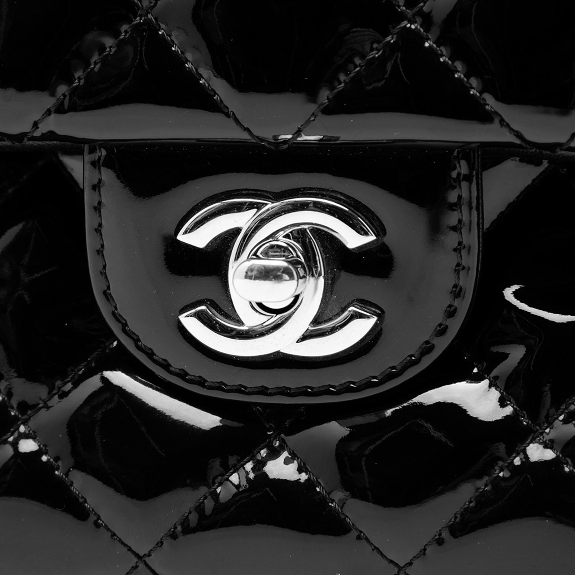 Chanel Large CC Quilted Patent Double Compartment Flap