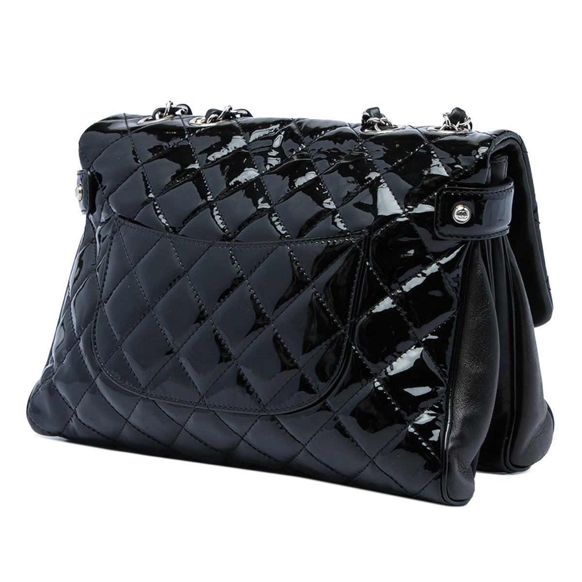 Chanel Large CC Quilted Patent Double Compartment Flap