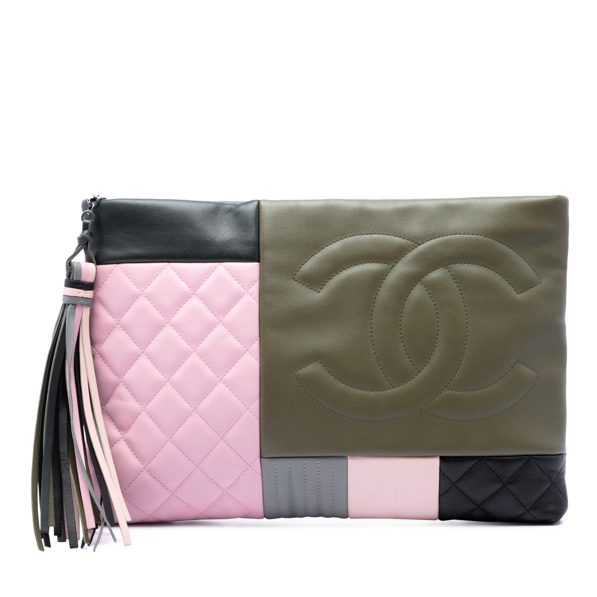 Chanel Large Lambskin Colorblock Patchwork O Case