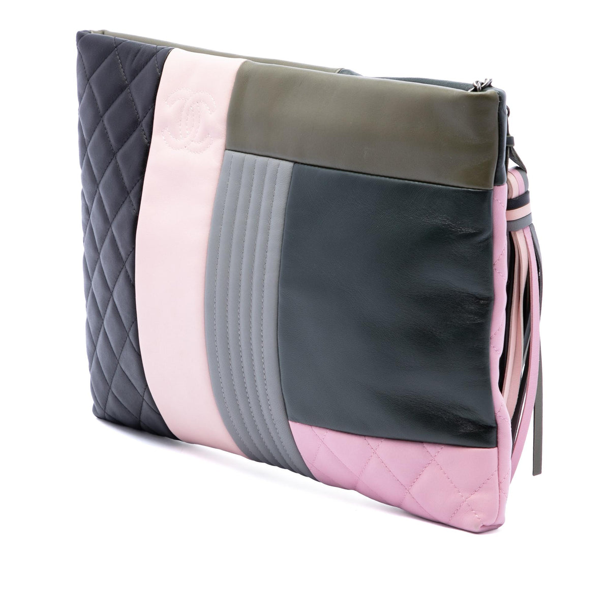 Chanel Large Lambskin Colorblock Patchwork O Case