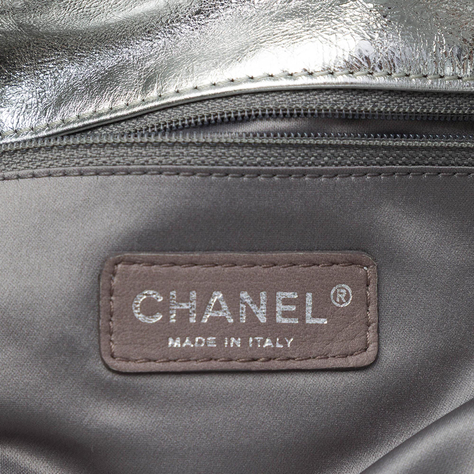 Chanel Large Metallic Glazed Calfskin Perforated Rodeo Drive Satchel