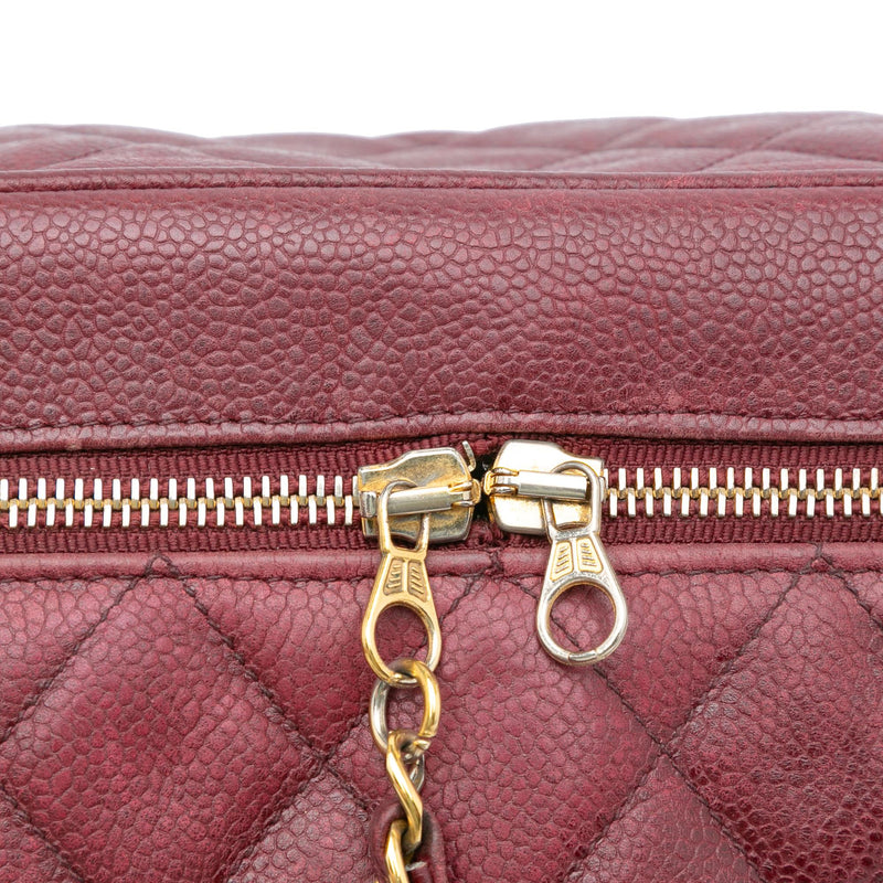 Red Chanel handbag Large Quilted Caviar Zip Box Bag