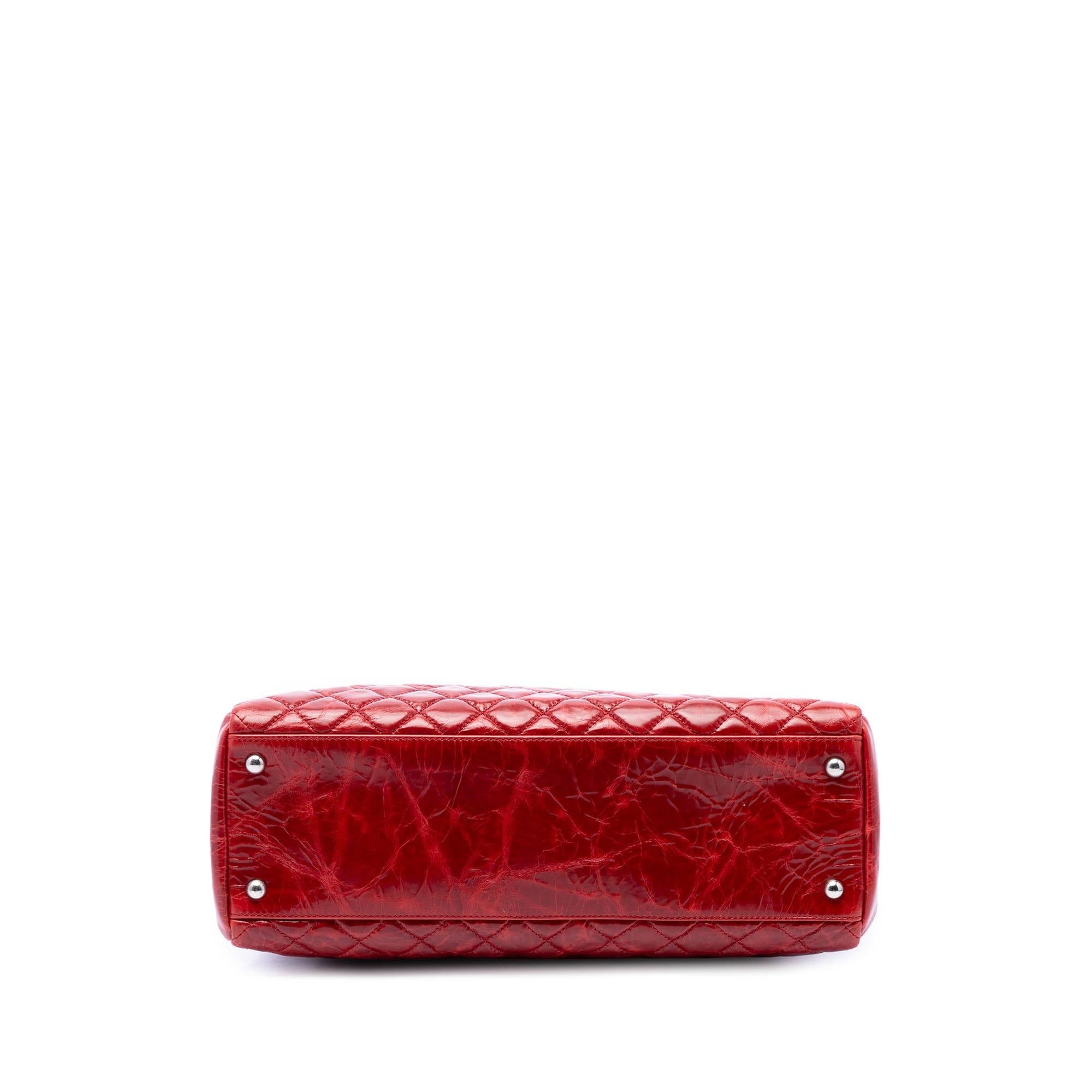 Chanel Large Quilted Crinkled Patent Just Mademoiselle Bowling Bag