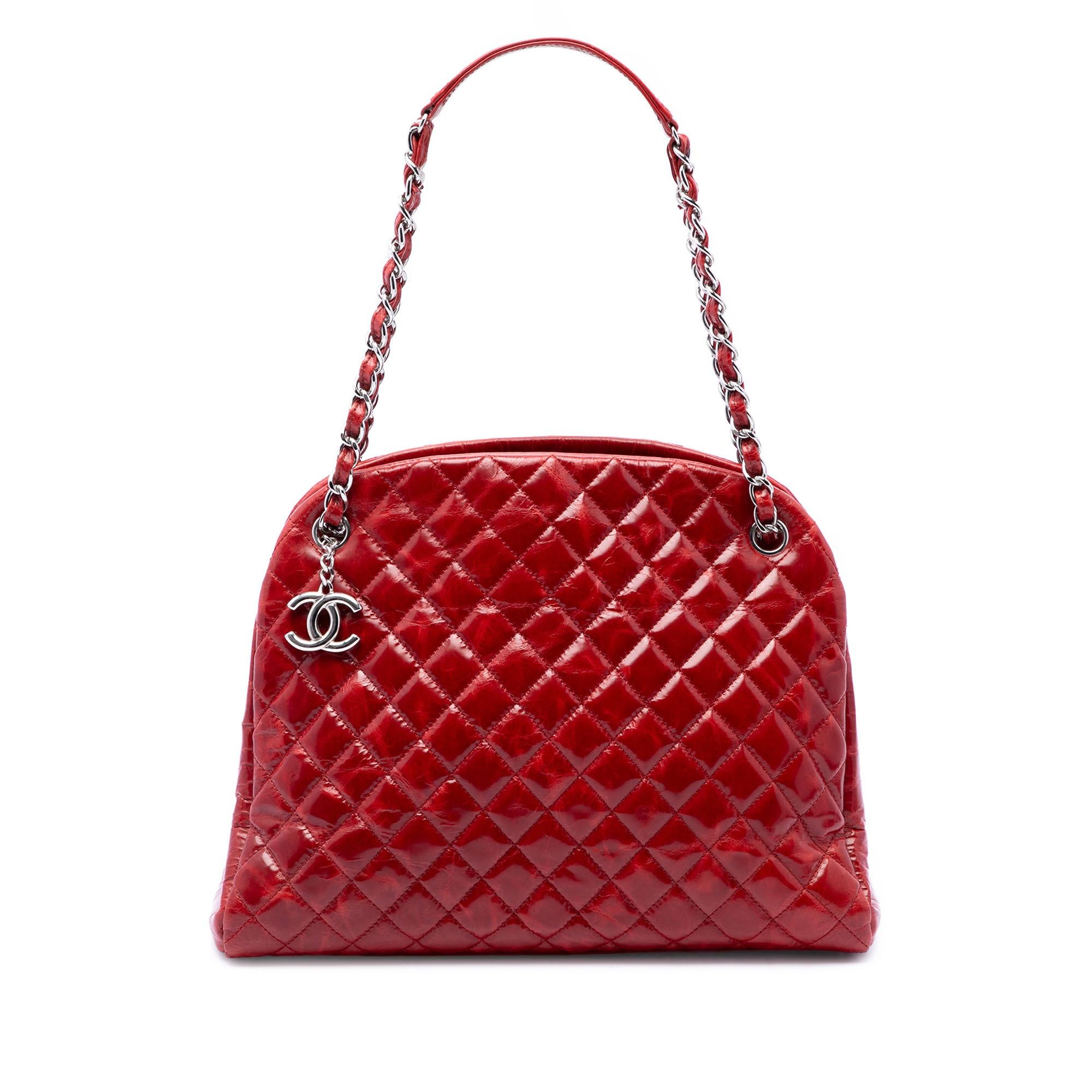 Chanel Large Quilted Crinkled Patent Just Mademoiselle Bowling Bag