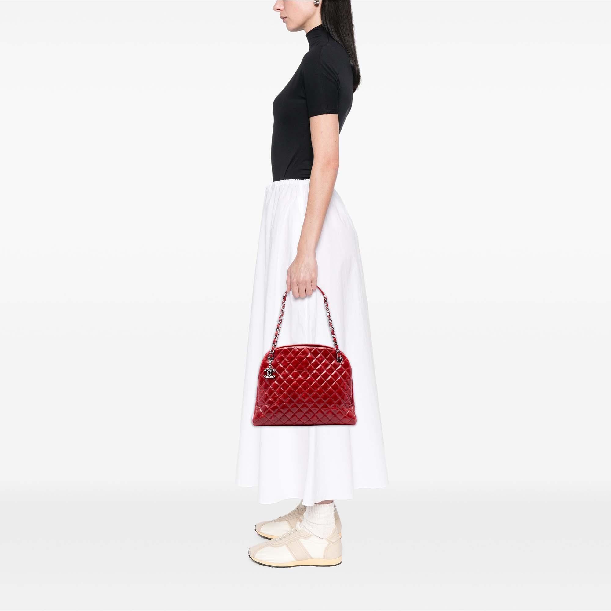 Chanel Large Quilted Crinkled Patent Just Mademoiselle Bowling Bag