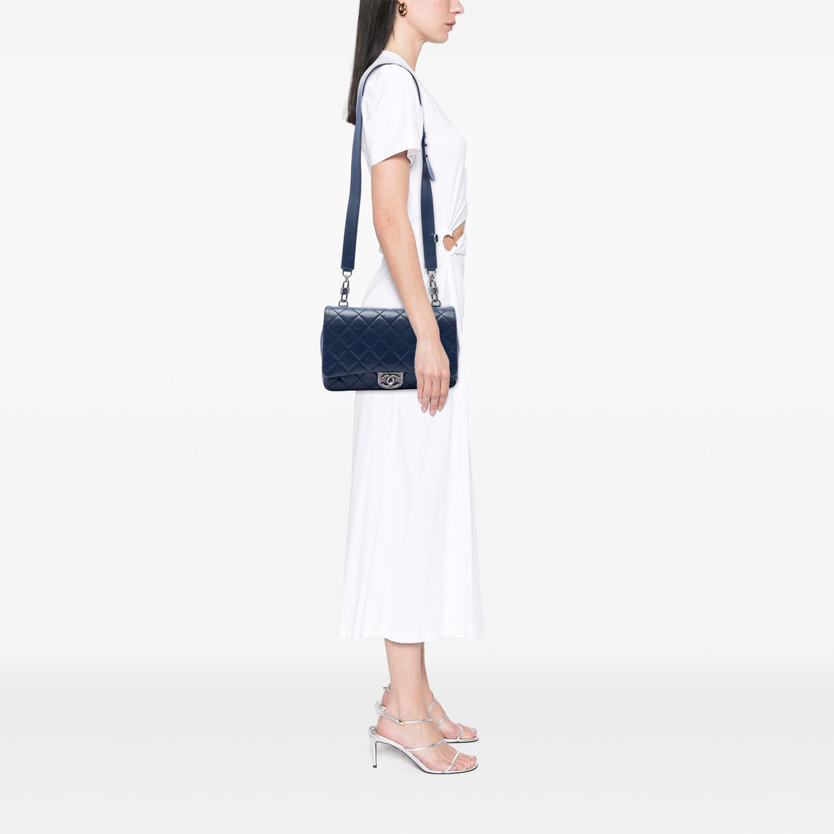 Chanel Large Quilted Goatskin Double Carry Waist Chain Flap
