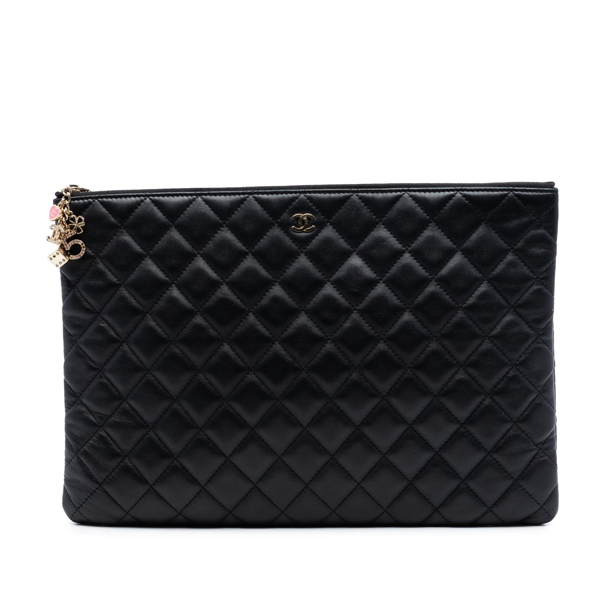 Chanel Large Quilted Lambskin Casino Charms O Case Clutch