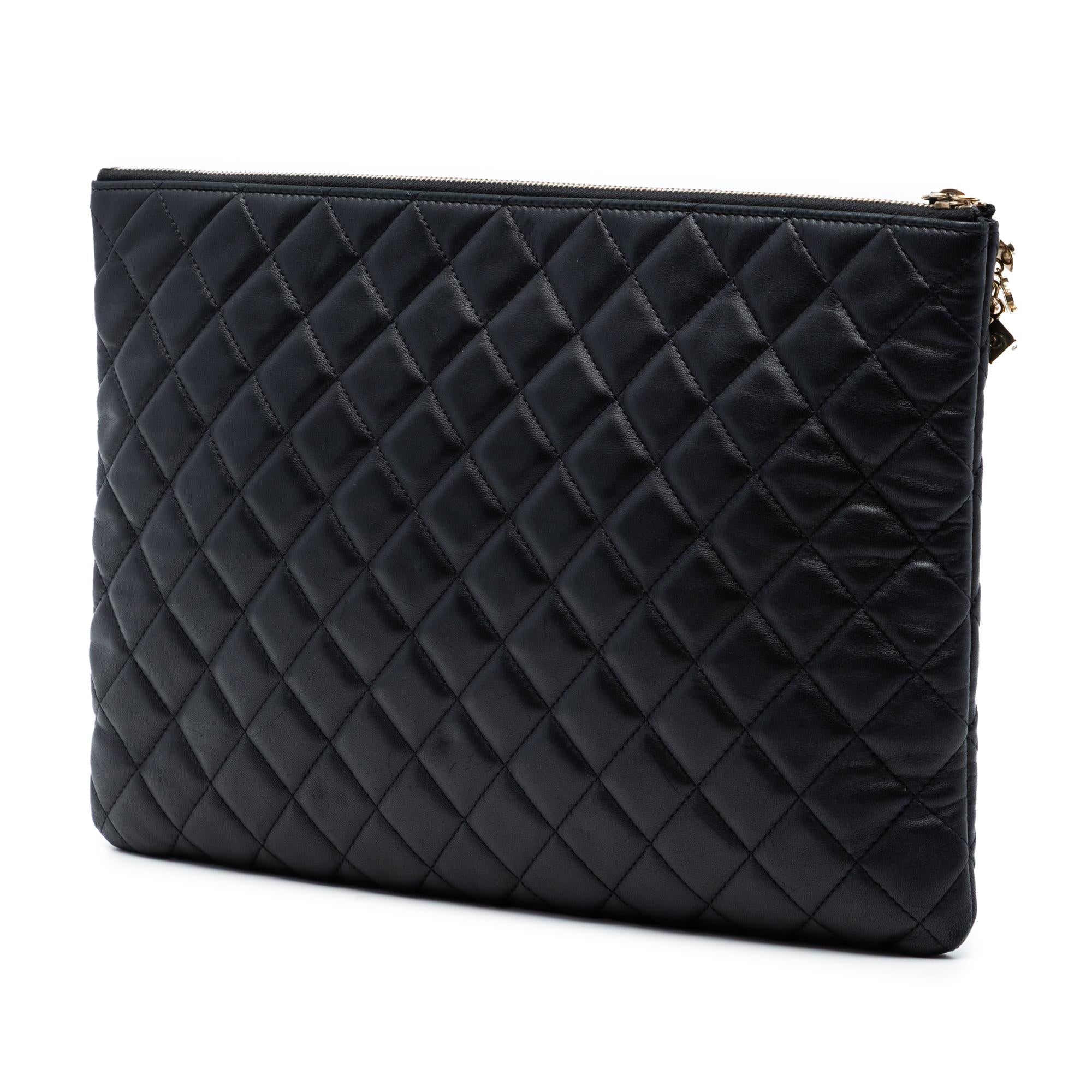 Chanel Large Quilted Lambskin Casino Charms O Case Clutch