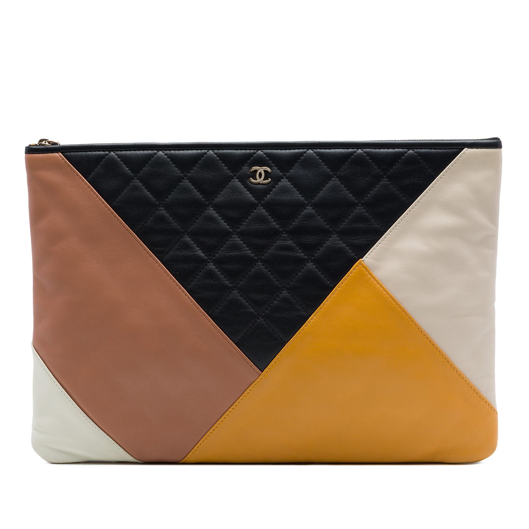 Chanel Large Quilted Lambskin Colorblock O Case