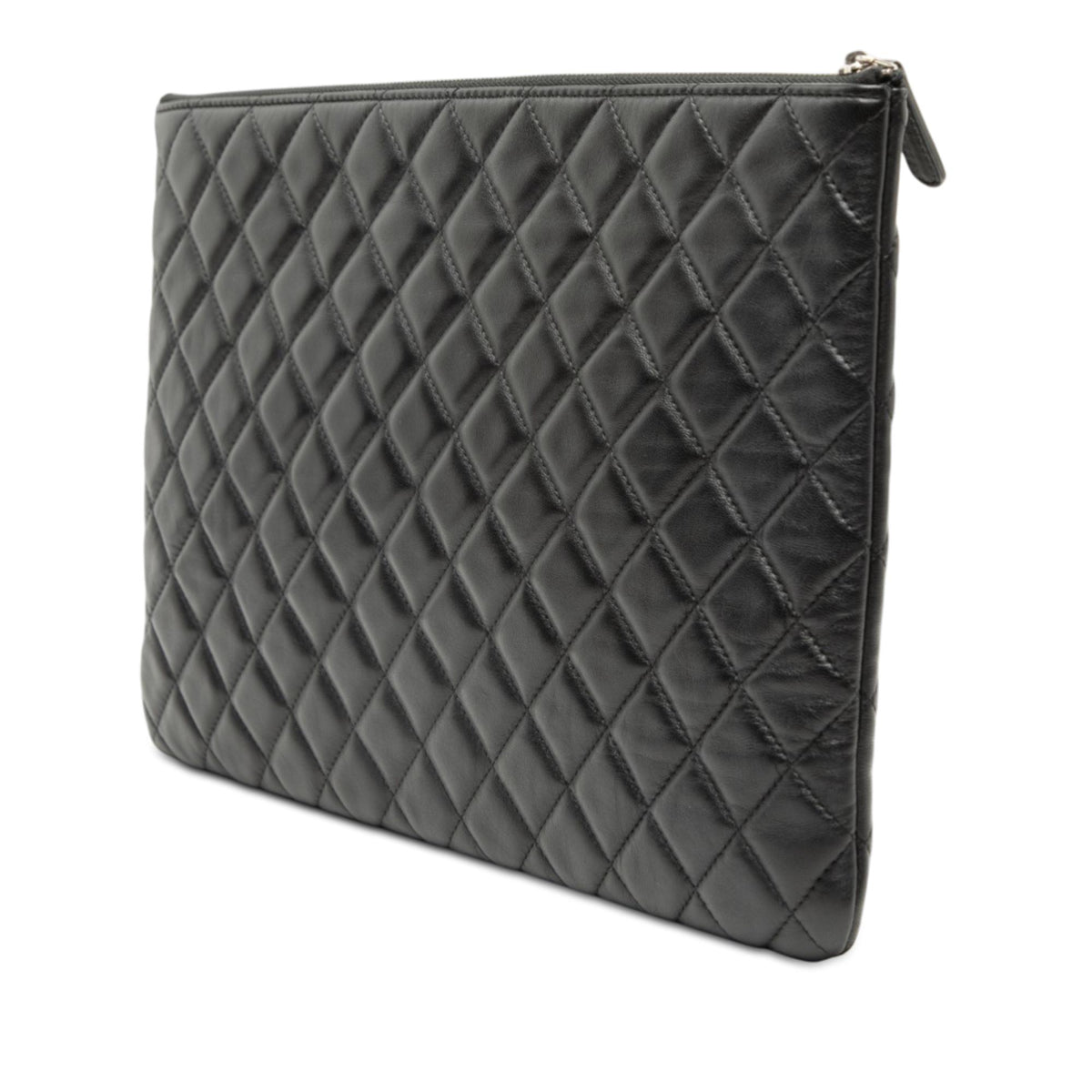 Chanel Large Quilted Lambskin Double Stitch O Case Clutch