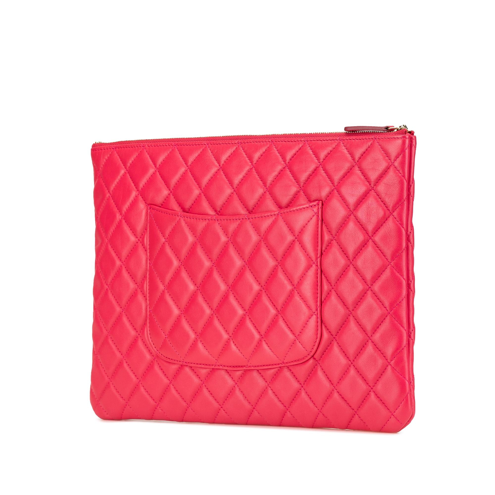 Chanel Large Quilted Lambskin O Case Clutch