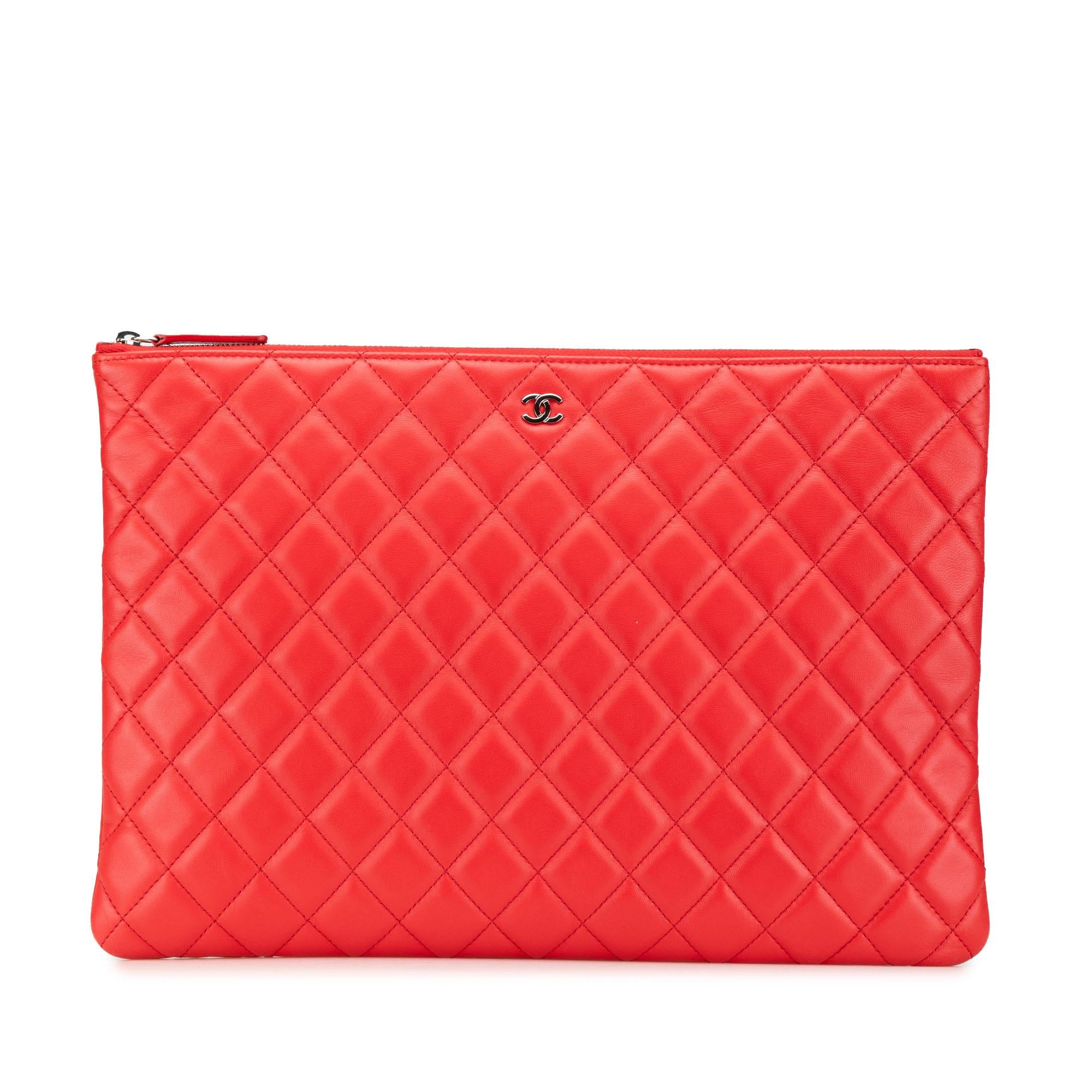 Chanel Large Quilted Lambskin O Case Clutch
