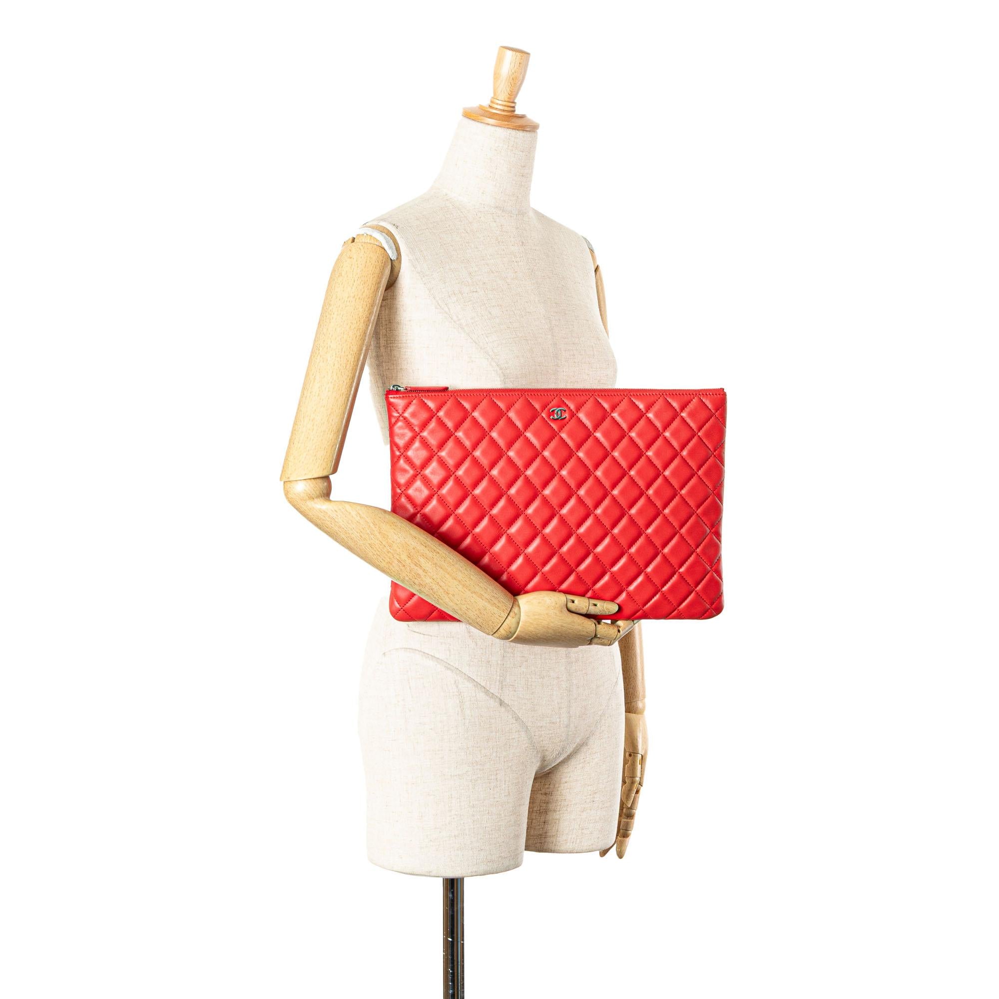 Chanel Large Quilted Lambskin O Case Clutch