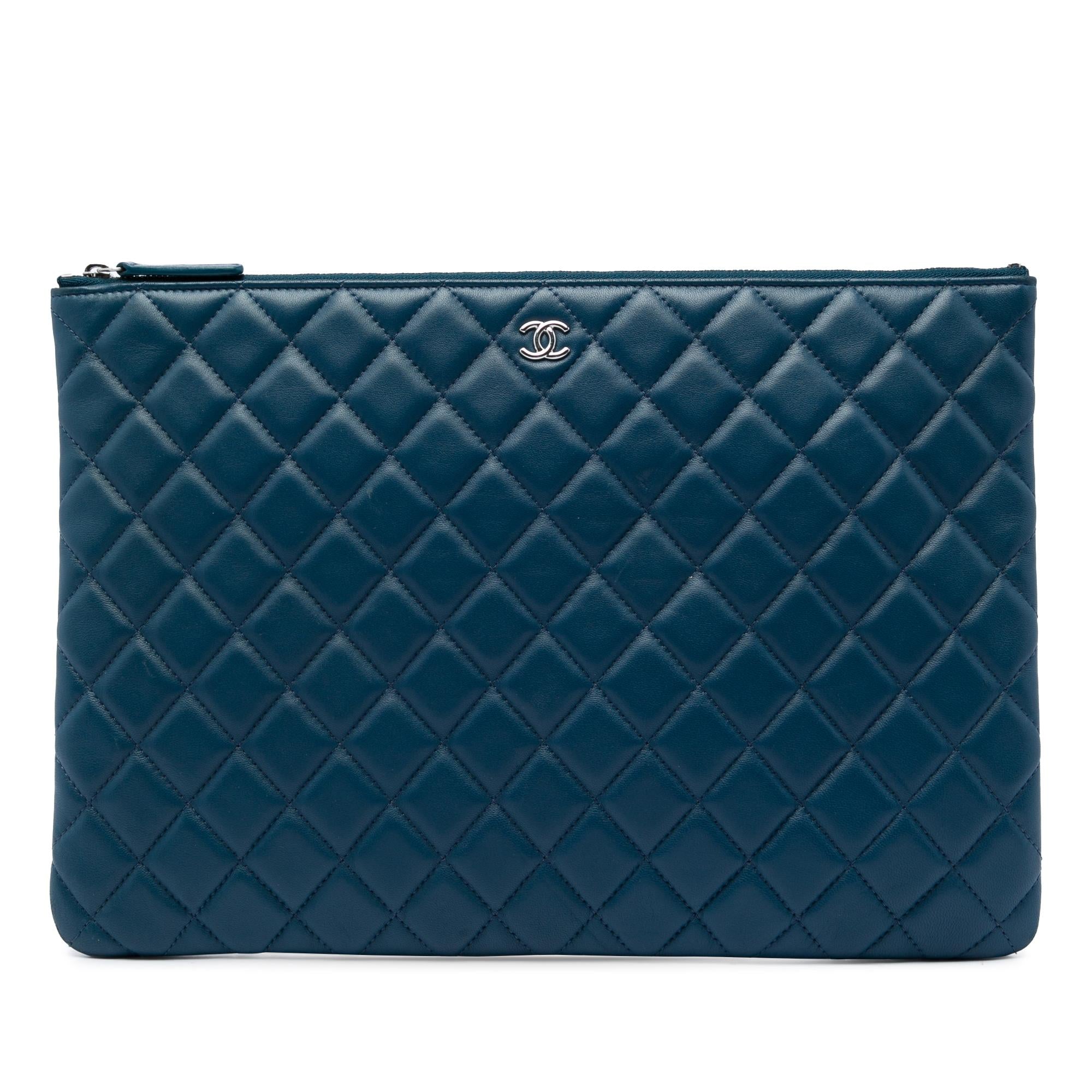 Chanel Large Quilted Lambskin O Case Clutch