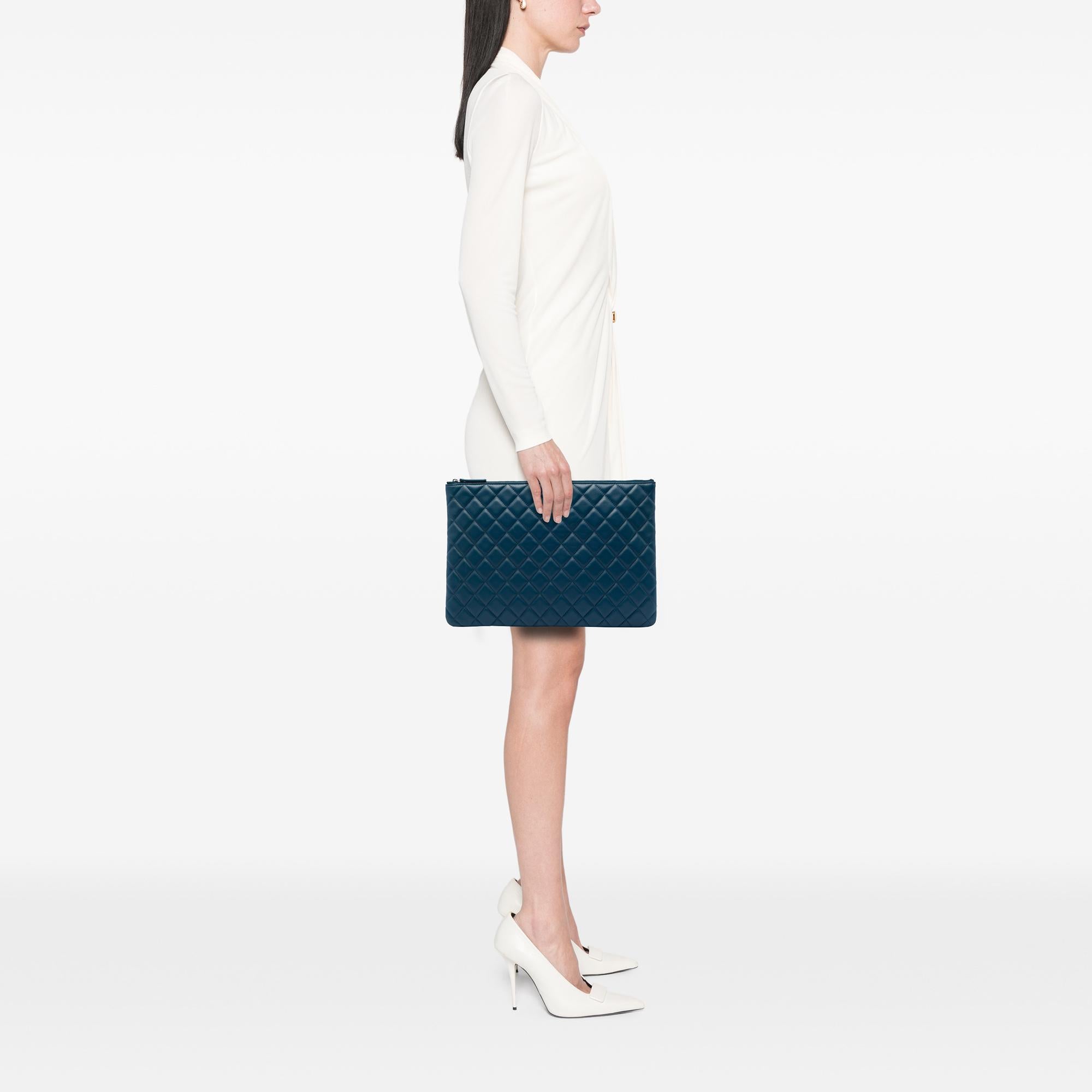 Chanel Large Quilted Lambskin O Case Clutch