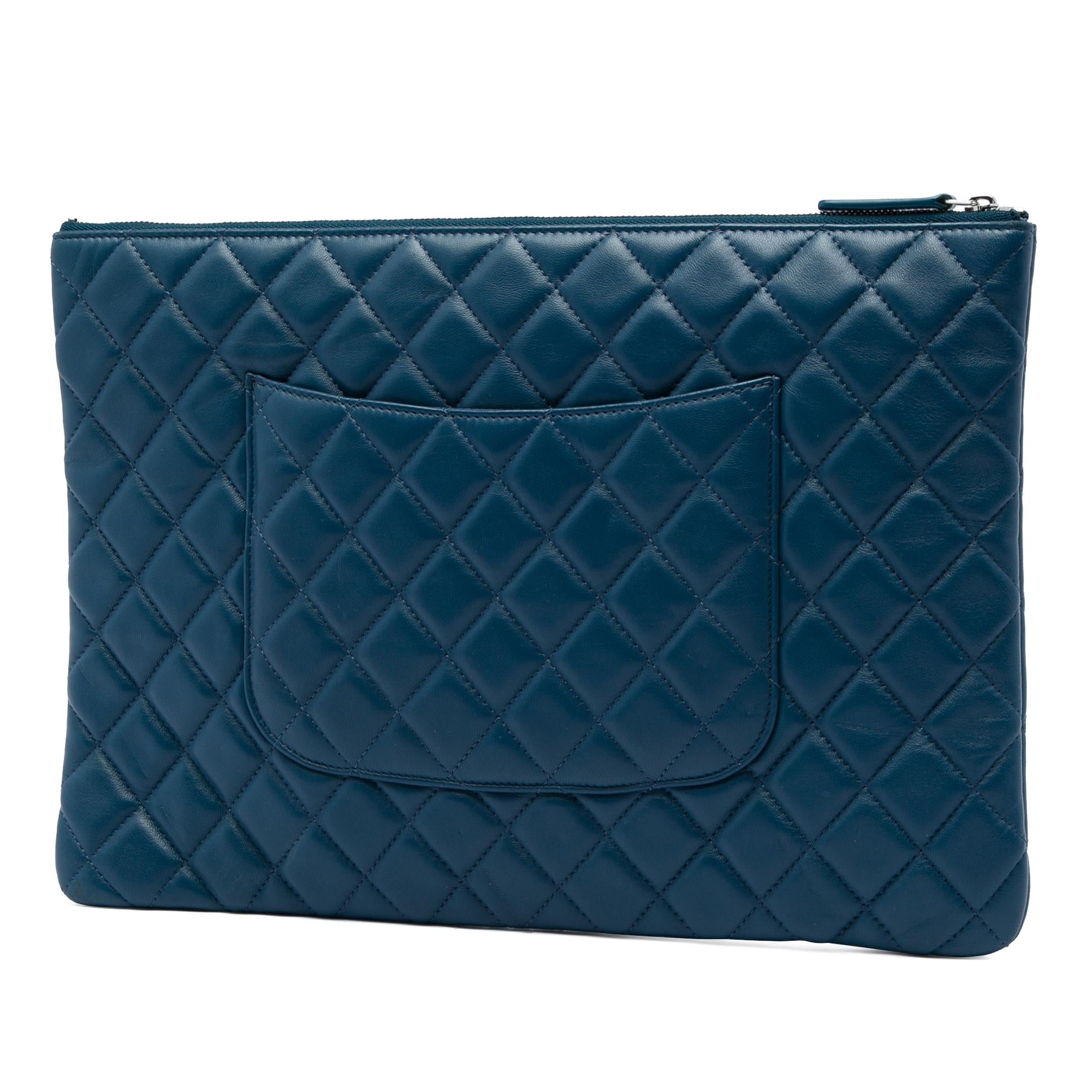 Chanel Large Quilted Lambskin O Case Clutch