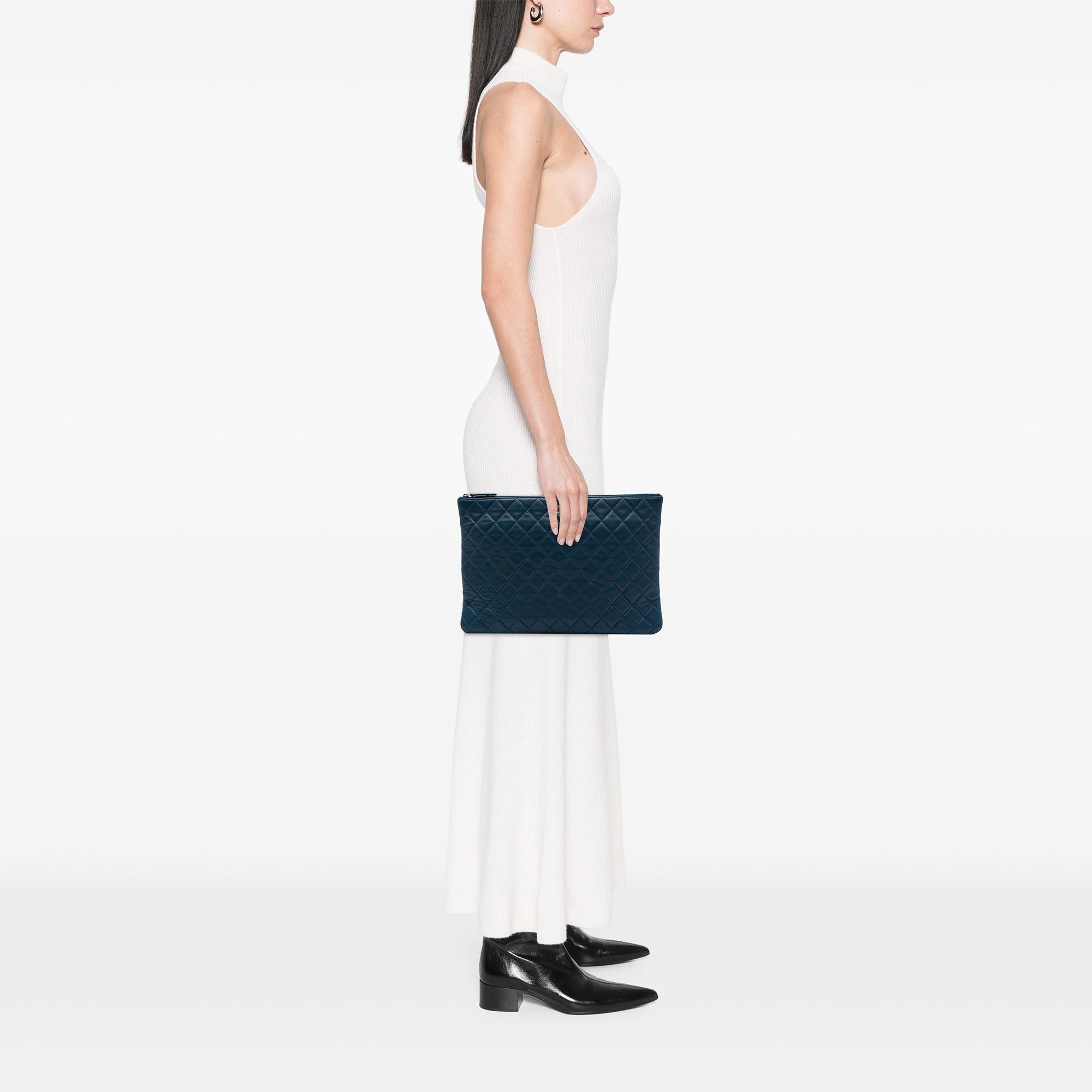 Chanel Large Quilted Lambskin O Case Clutch