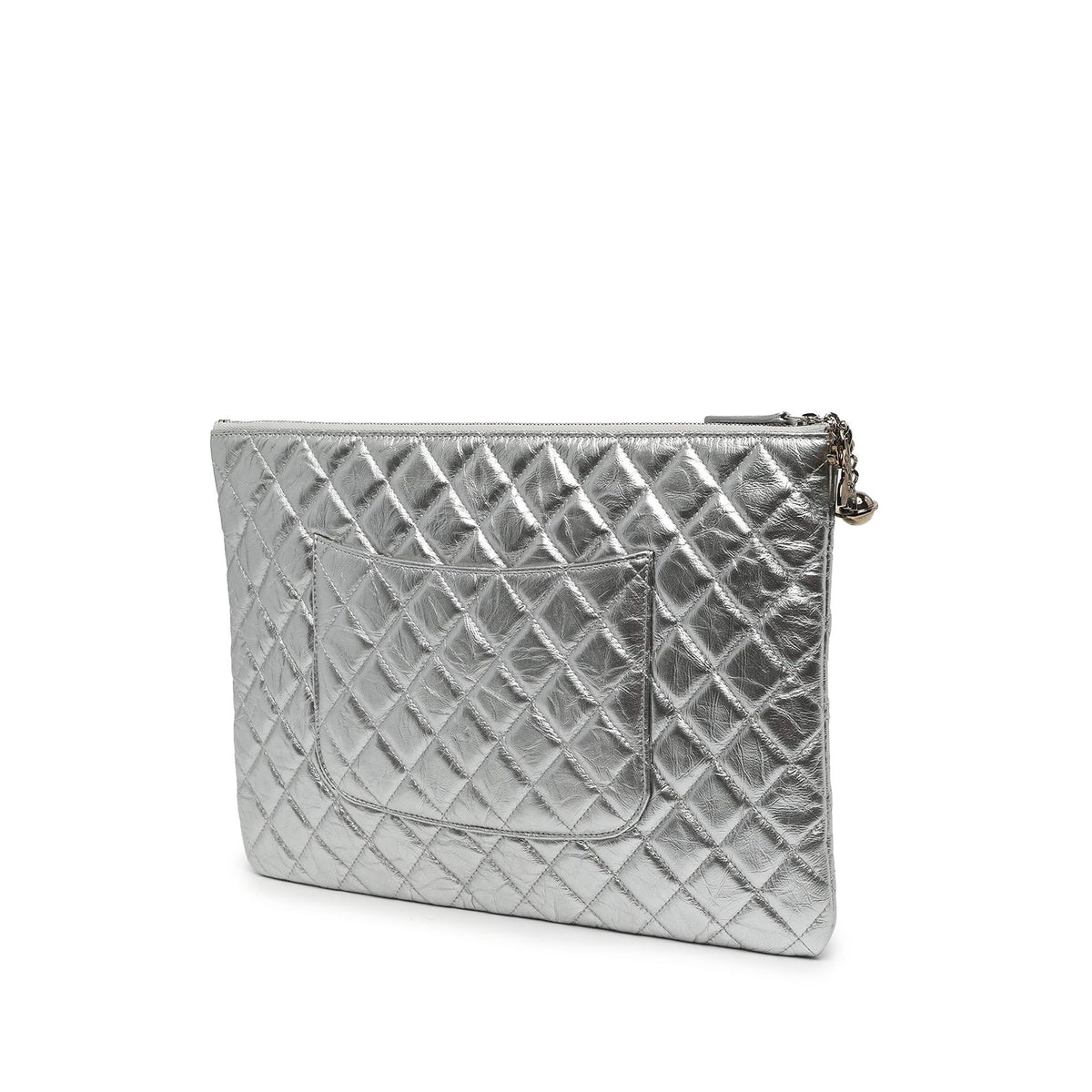 Chanel Large Quilted Metallic Aged Calfskin Cosmo Charm O Case Clutch