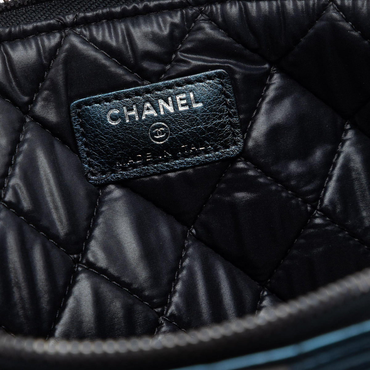 Chanel Large Quilted Metallic Lambskin Boy O Case Clutch