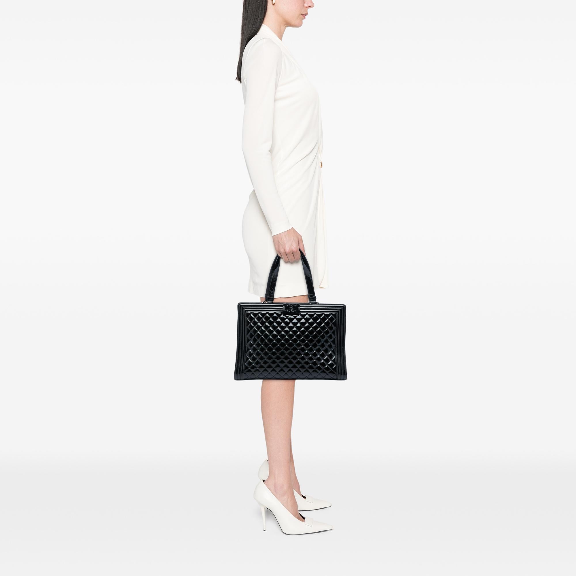 Chanel Large Quilted Patent Boy Shopping Tote