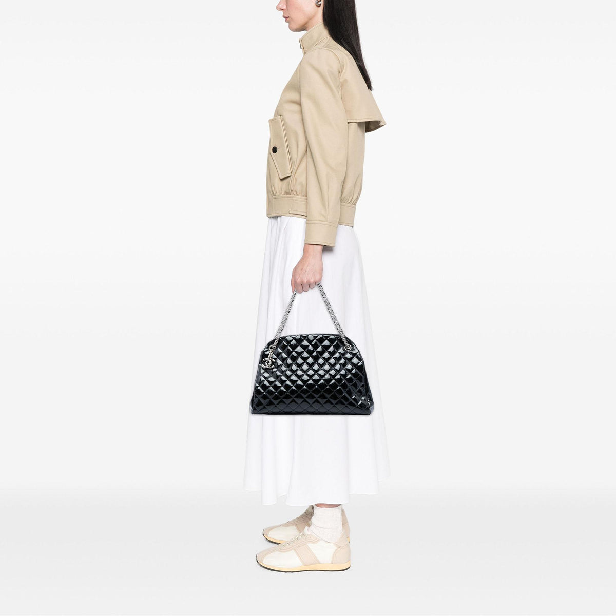 Chanel Large Quilted Patent Just Mademoiselle Bowling Bag