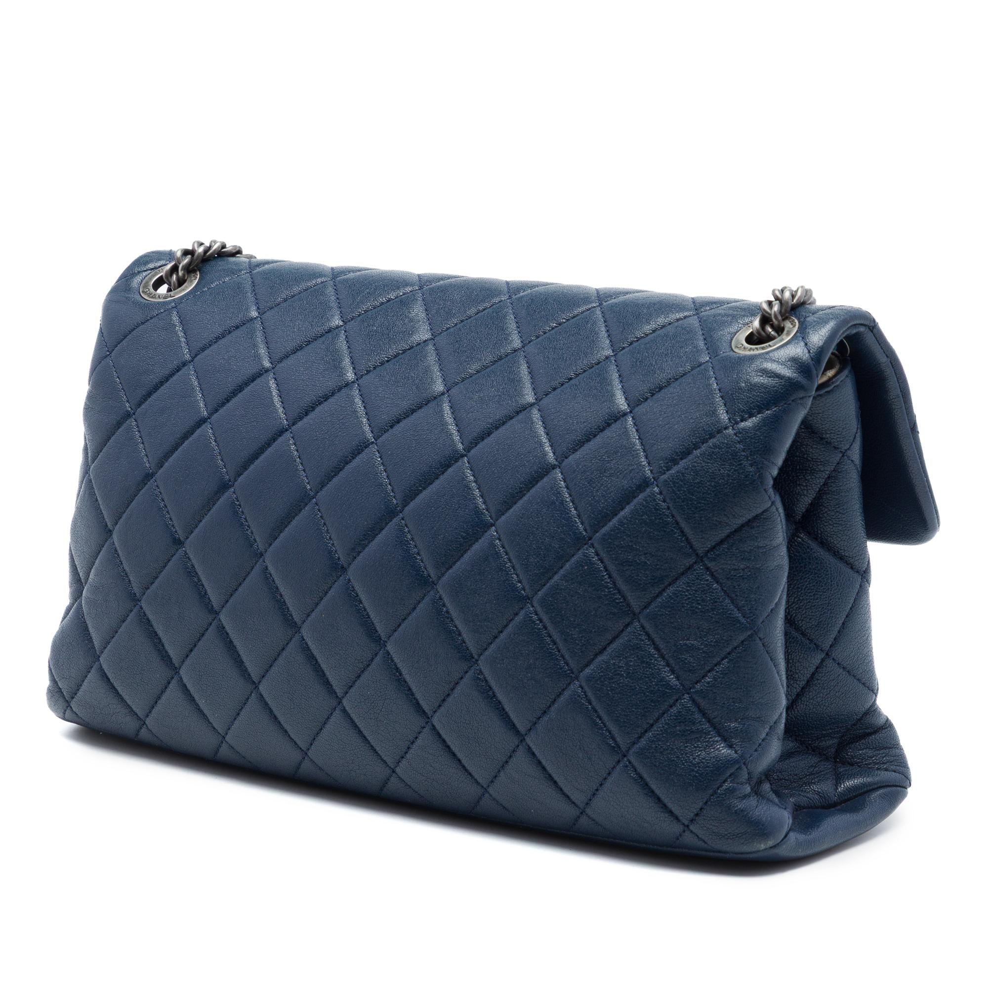 Chanel Large Quilted Shiny Sheepskin Burgundy Rocks Flap