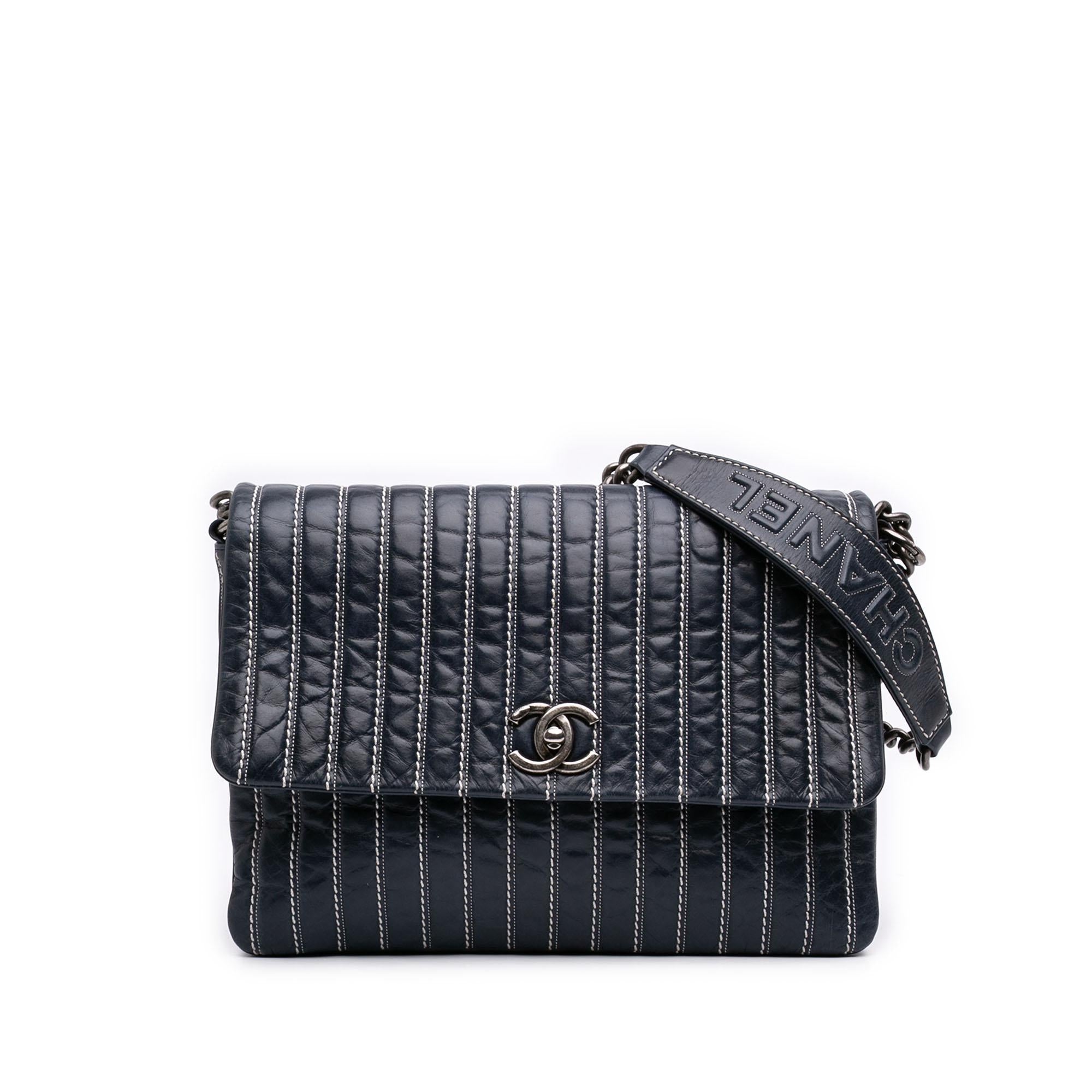 Chanel Large Vertical Quilted Lambskin Stitched Single Flap