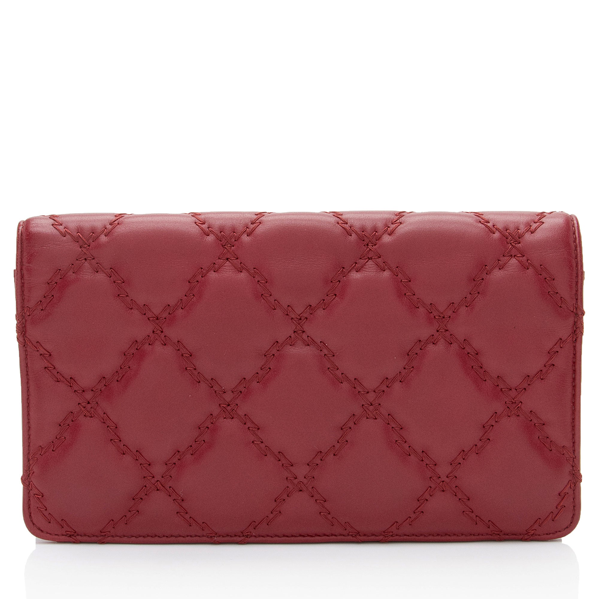 Chanel Leather Double Stitch CC Hamptons Yen Wallet