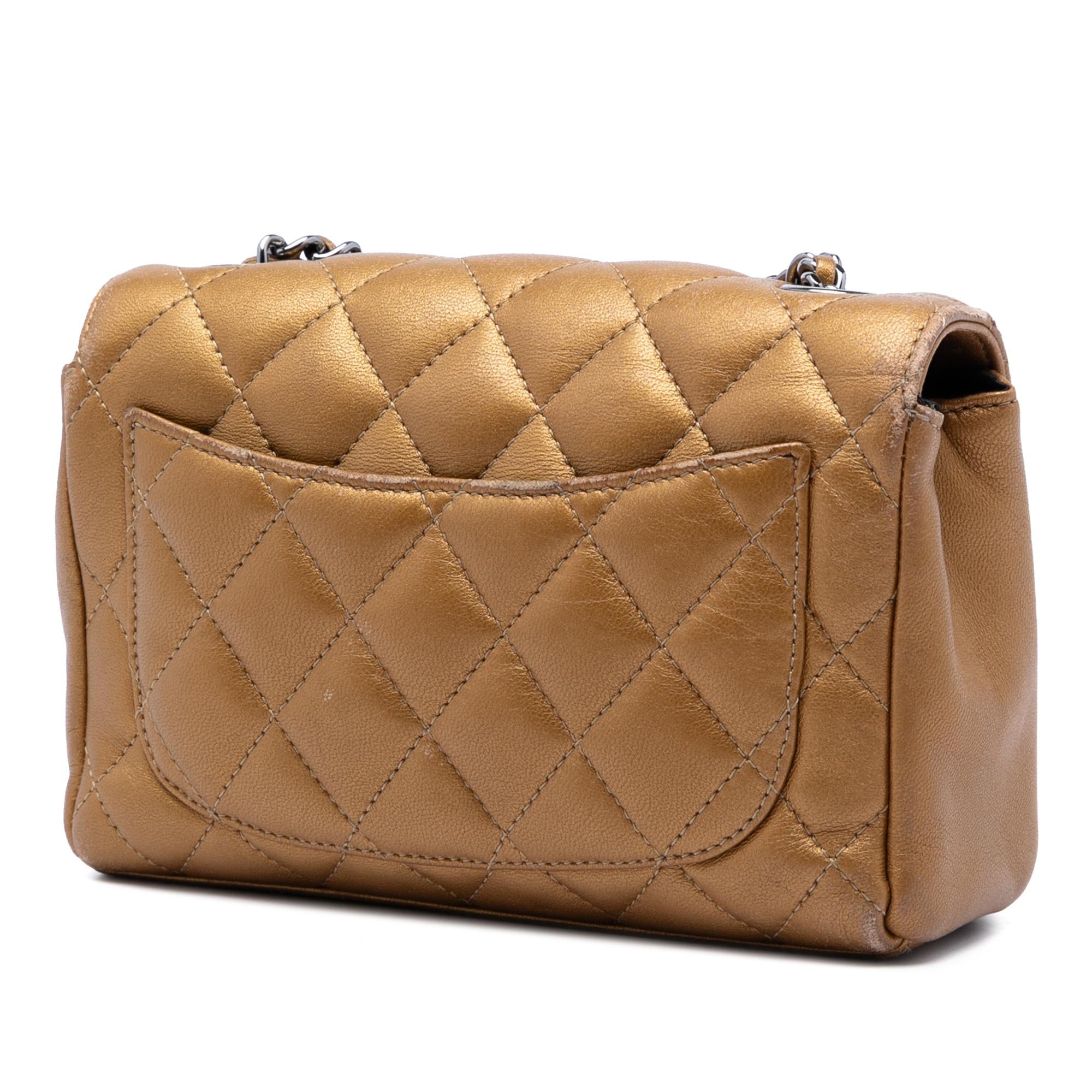 Chanel Limited Edition Mini Quilted Metallic Lambskin CC Chain Fringe Full Flap