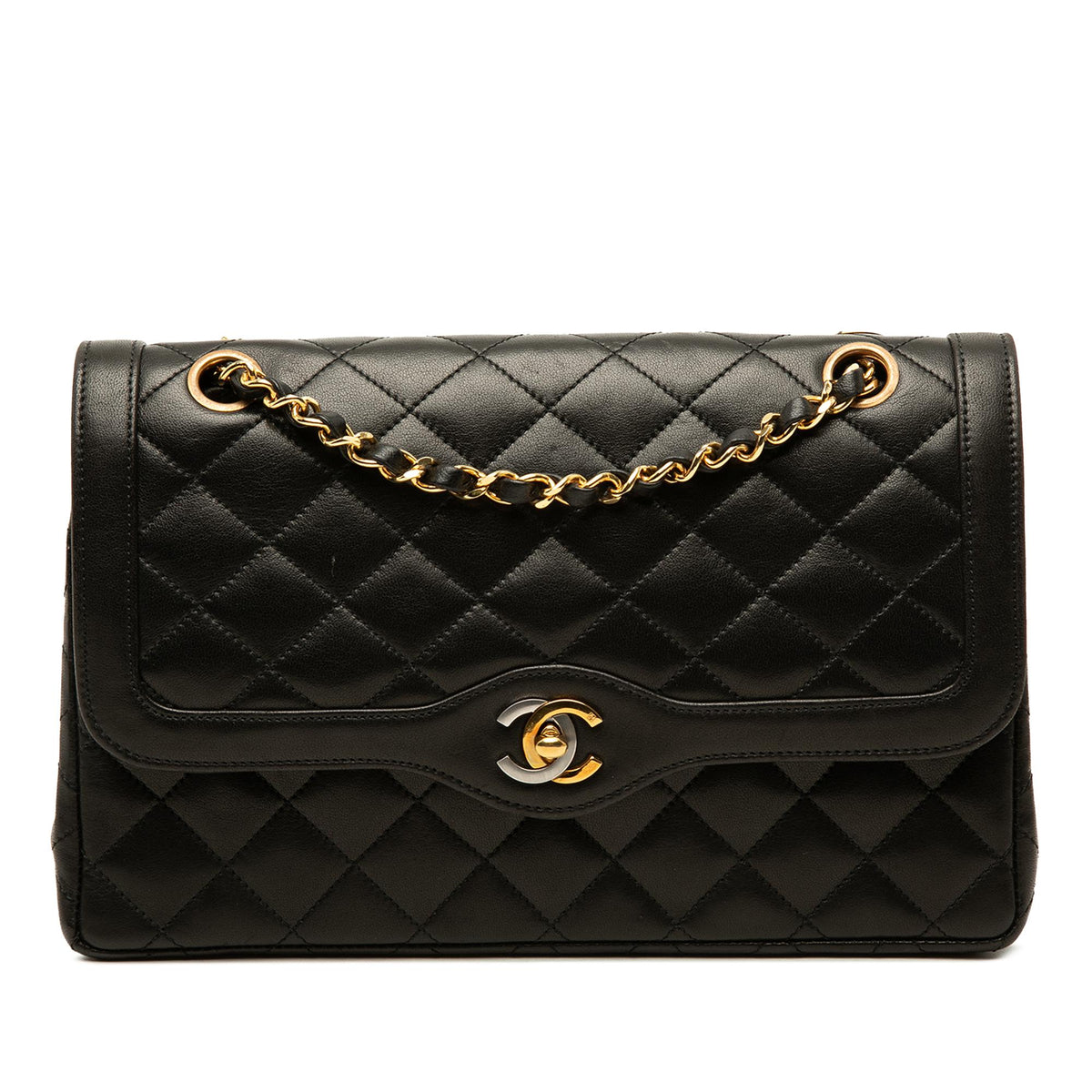 Chanel Limited Edition Paris Medium CC Quilted Lambskin Double Flap