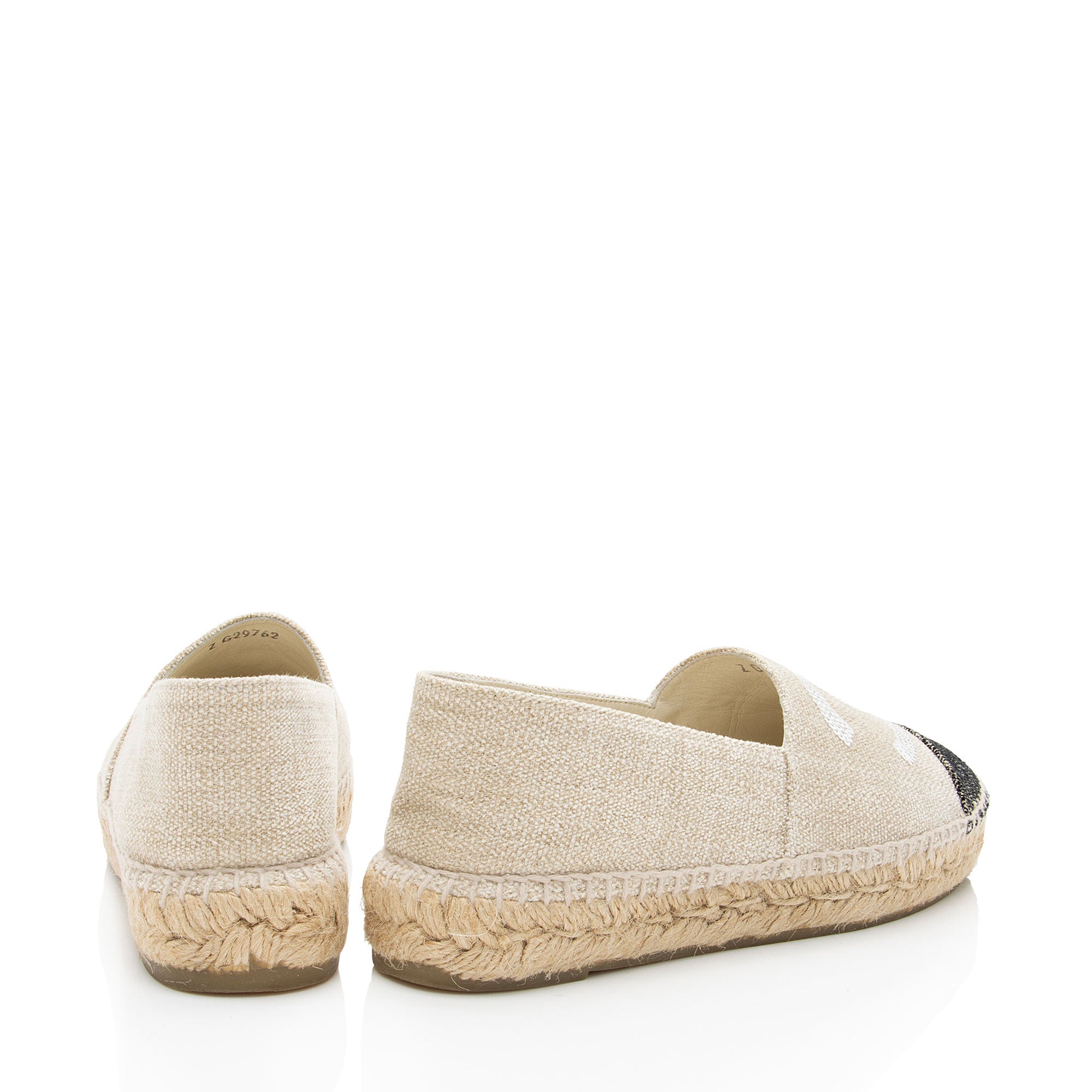 Chanel Linen Sequin CC Espadrilles - Size 6 / 36