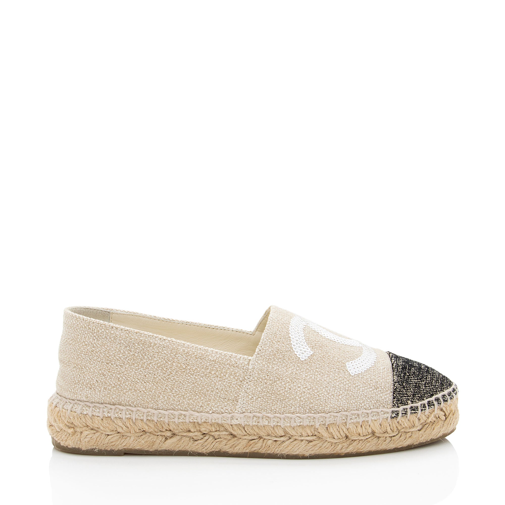 Chanel Linen Sequin CC Espadrilles - Size 6 / 36