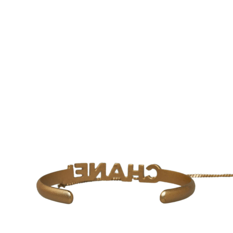 Chanel Logo Bangle with Chain Attached CC Crystal Ring (SHG-d5Ahz9)