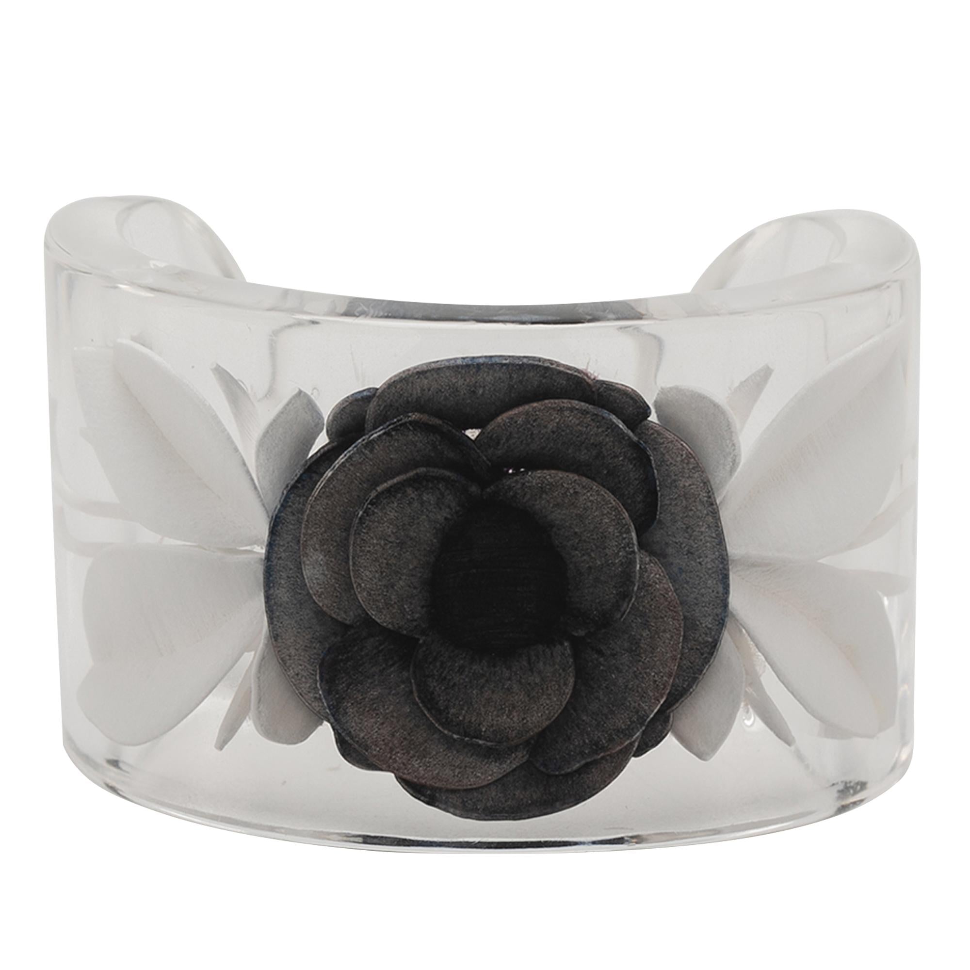 Chanel Lucite Camellia Cuff Bracelet