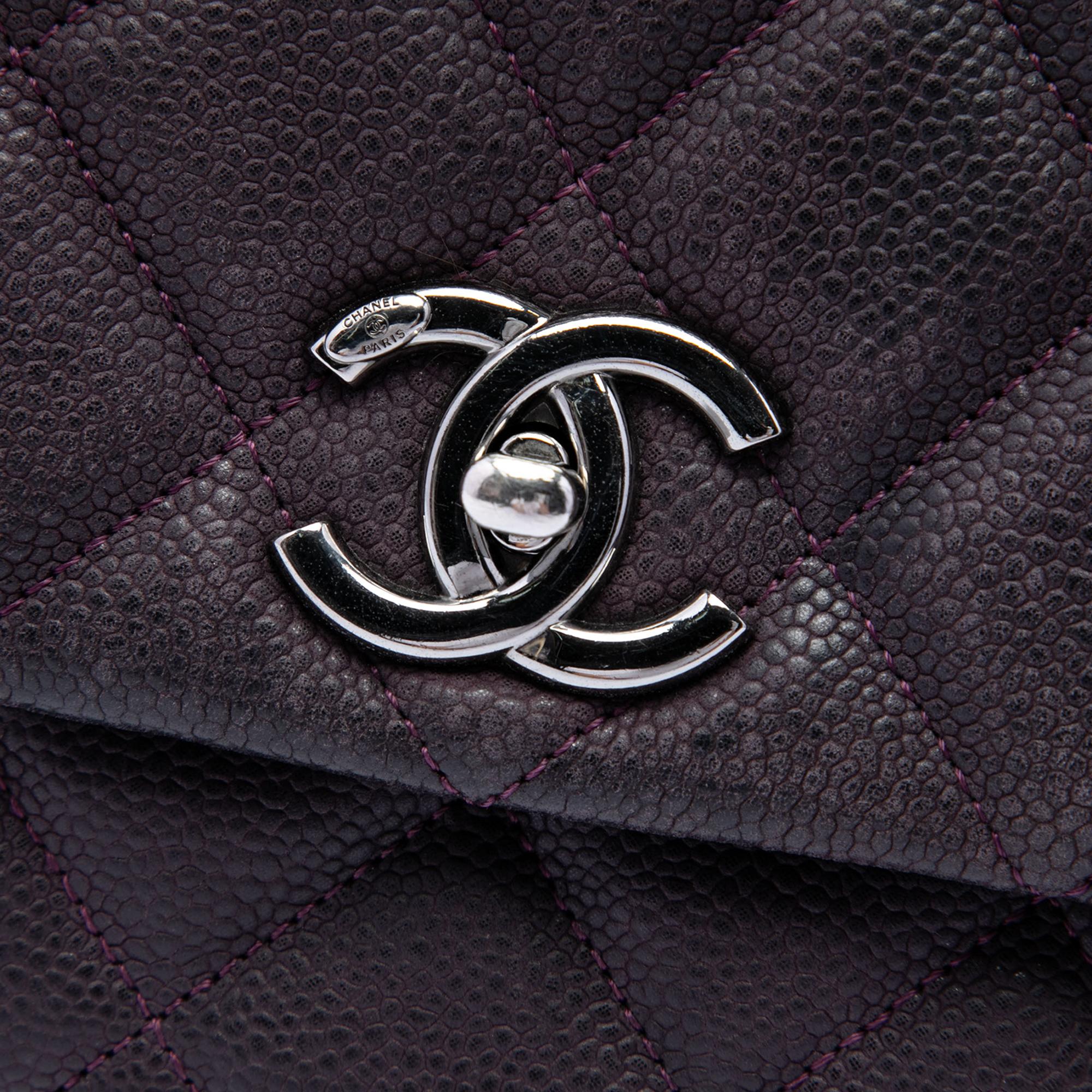 Chanel Matte Quilted Caviar Leather Lady Pearly Flap