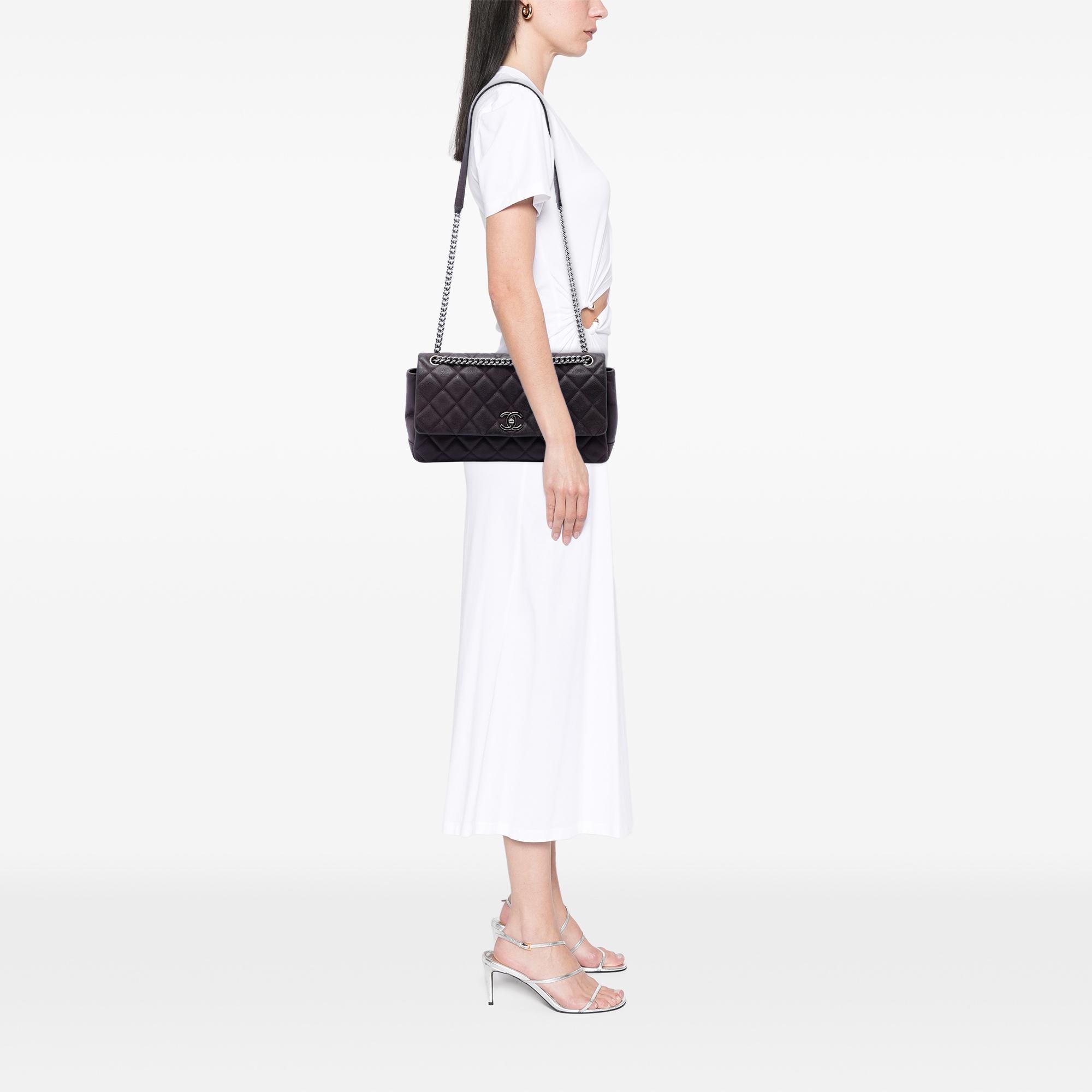 Chanel Matte Quilted Caviar Leather Lady Pearly Flap