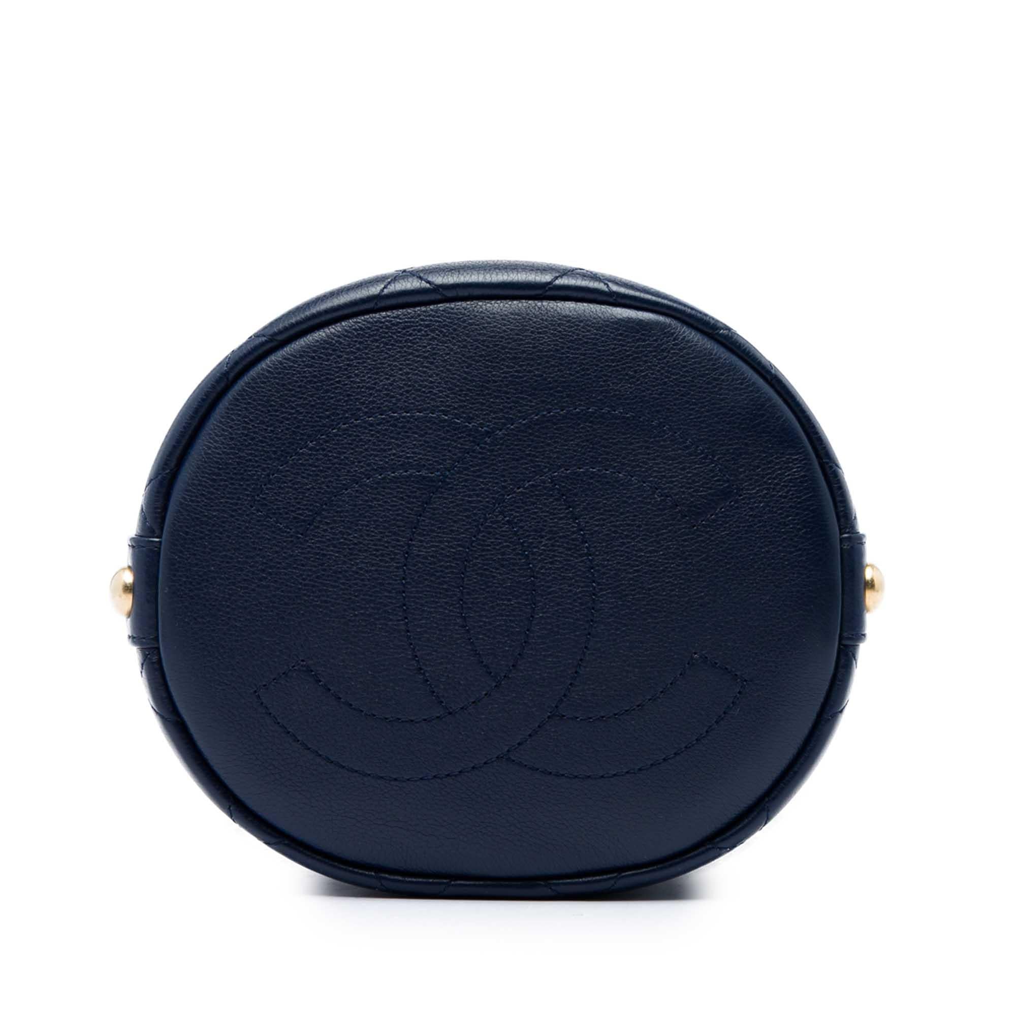 Chanel Medium CC Calfskin and Tweed Drawstring Bucket Bag