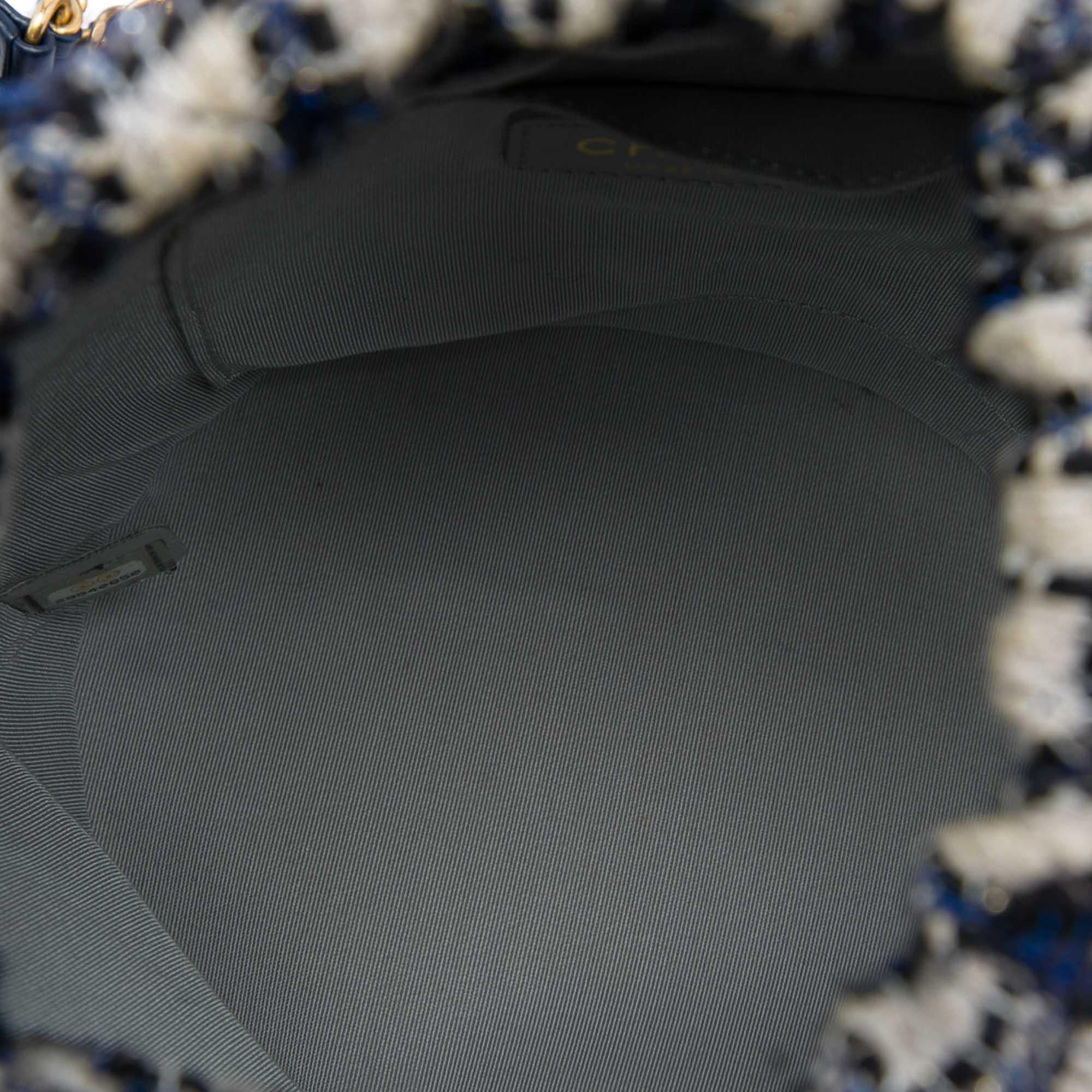 Chanel Medium CC Calfskin and Tweed Drawstring Bucket Bag