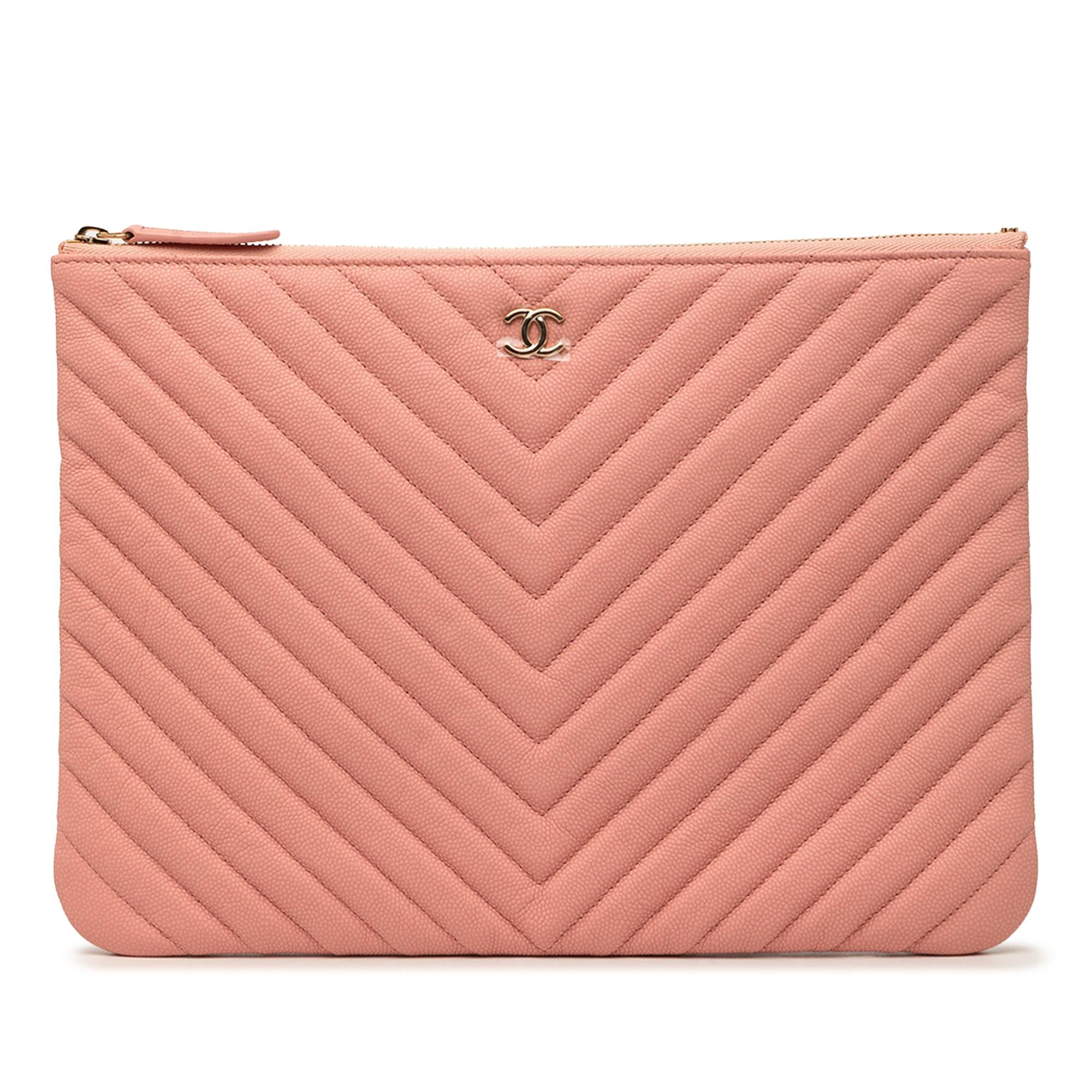 Chanel Medium CC Chevron Caviar O Case Clutch