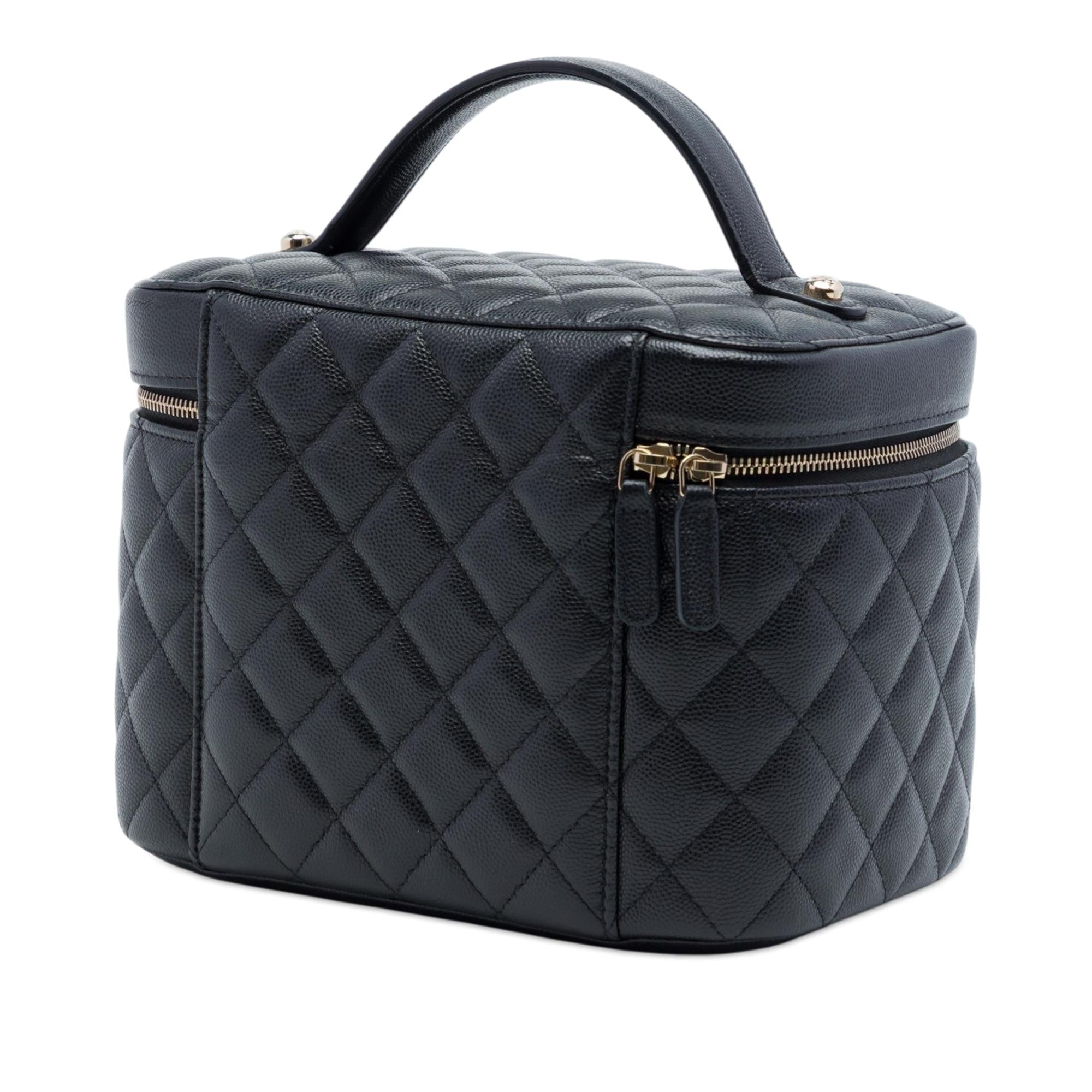 Chanel Medium CC Quilted  Caviar Vanity Case