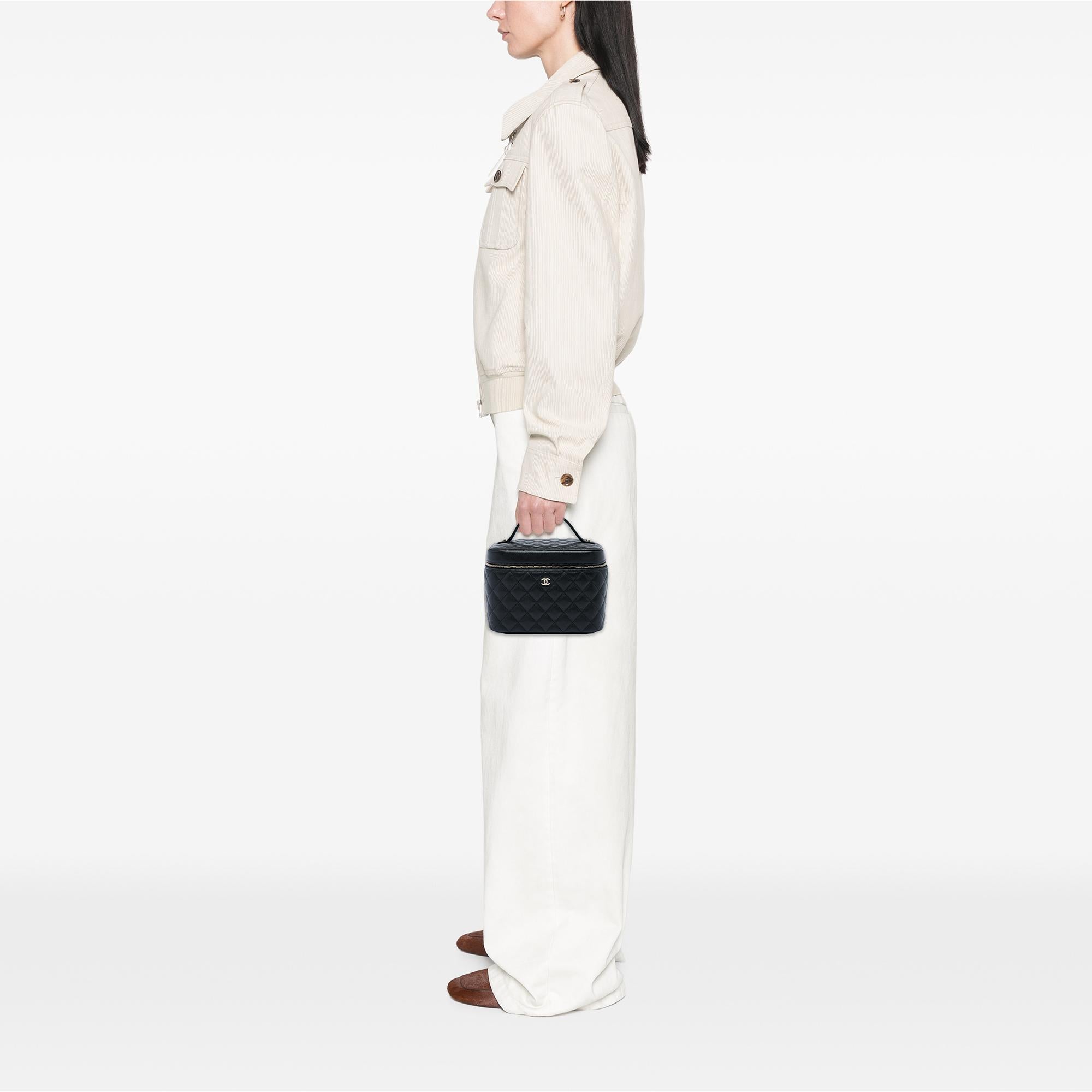 Chanel Medium CC Quilted  Caviar Vanity Case