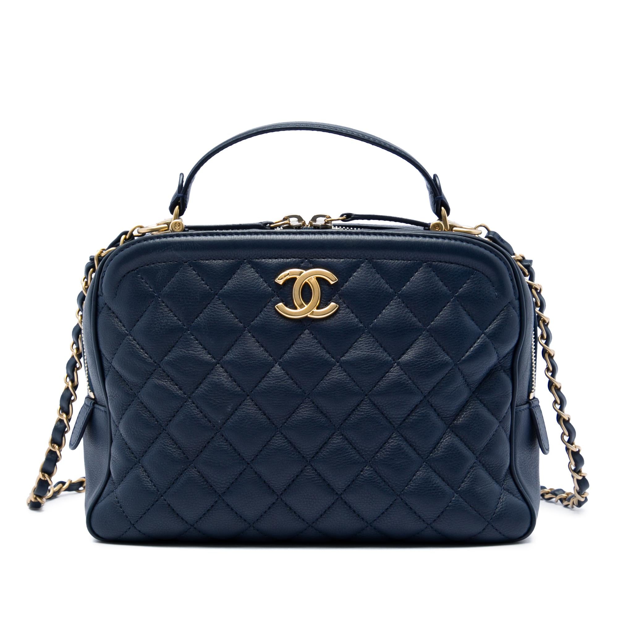 Chanel Medium CC Quilted Lambskin Top Handle Vanity Case with Chain
