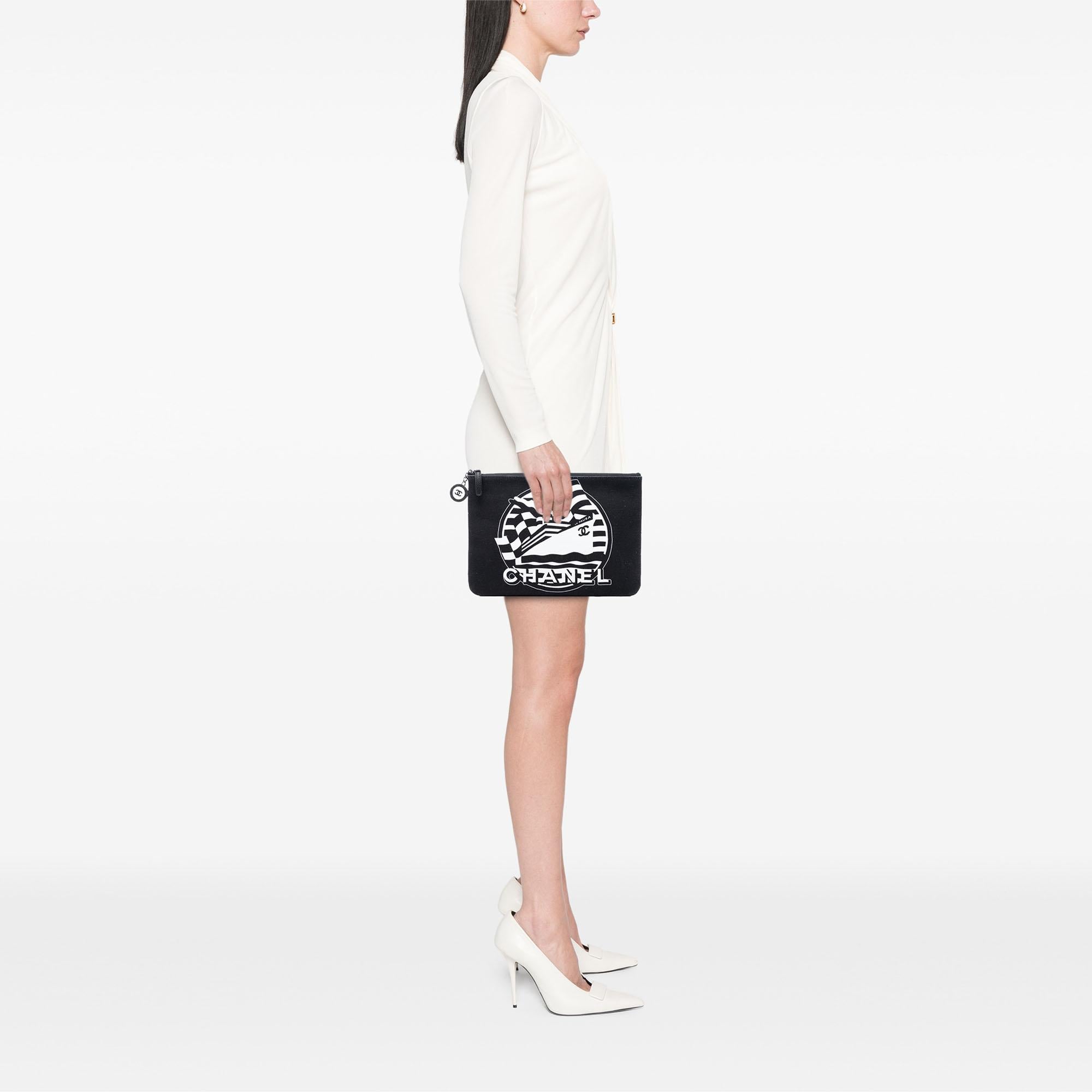 Chanel Medium Canvas La Pausa Zip O Case Clutch