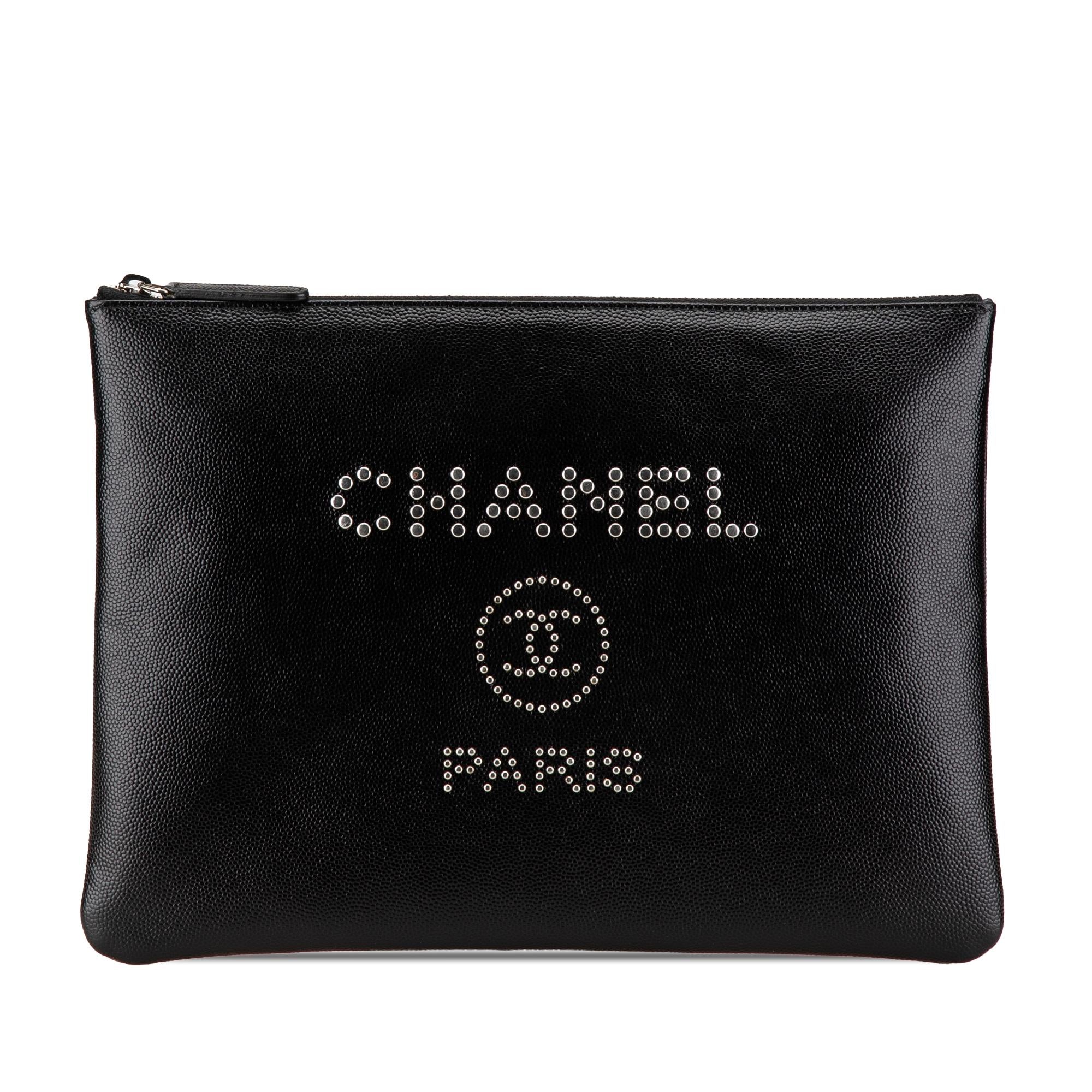 Chanel Medium Caviar Deauville Studded O Case Clutch