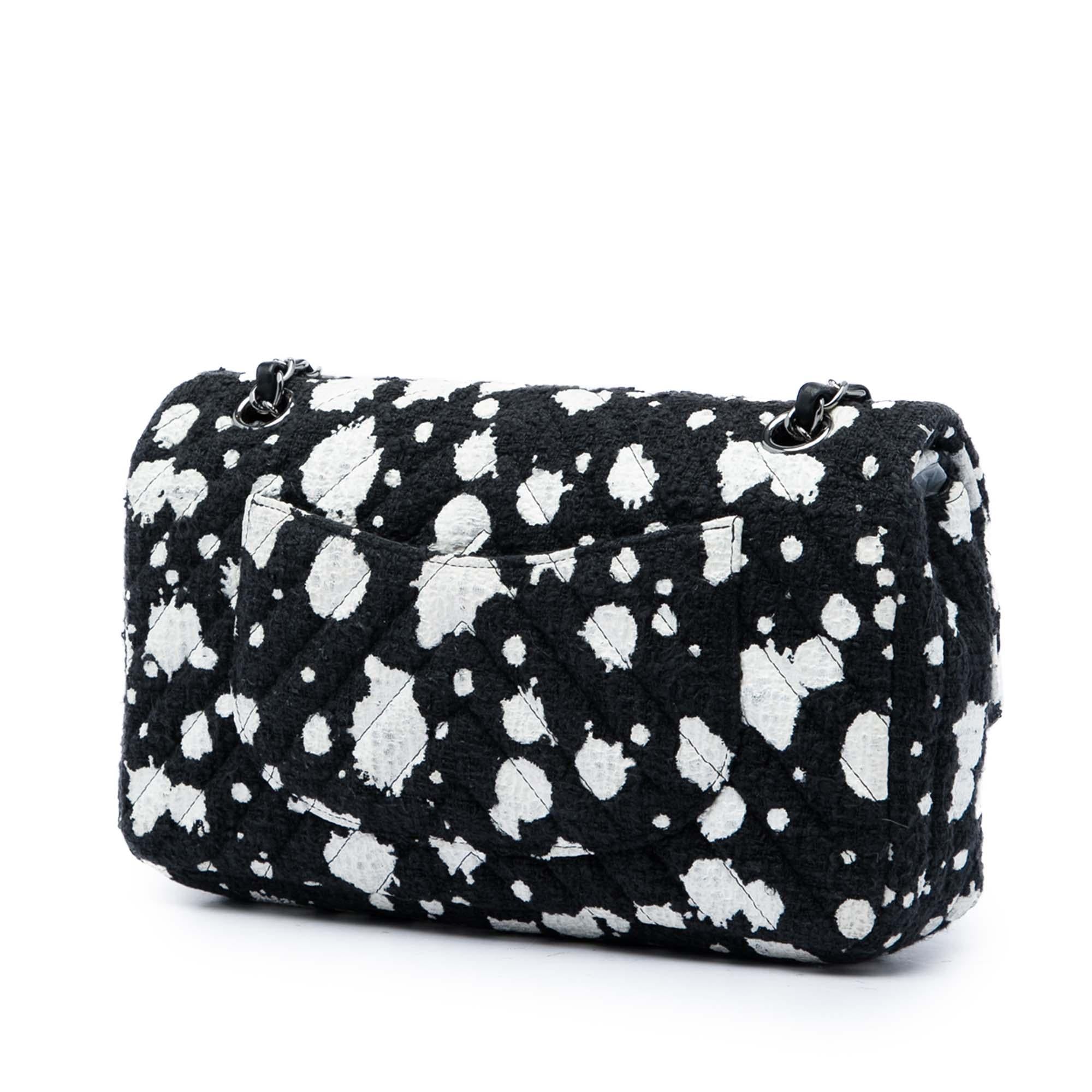 Chanel Medium Chevron Tweed Paint Splatter Double Flap